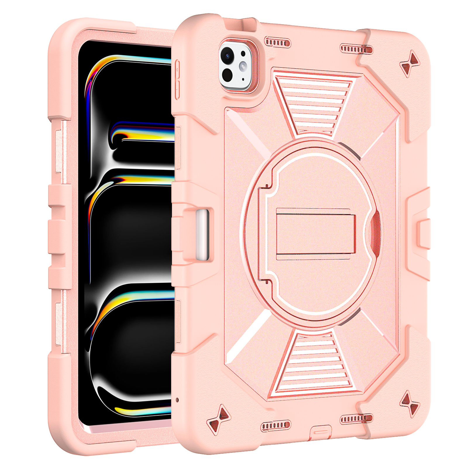 TOZIZO Rose Gold Heavy Duty Protection iPad Pro 11 M4/M5 Kids Tablet Case with Stand