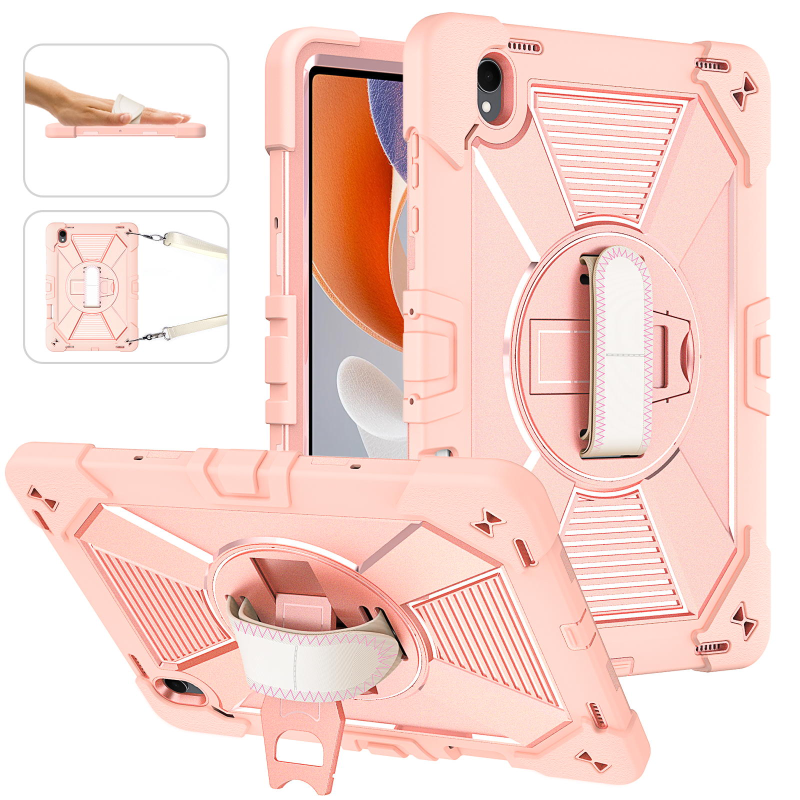 TOZIZO Rose Gold Samsung Tab S12 Plus Protective Case with Rotating Stand Business Tablet Protection Wholesale
