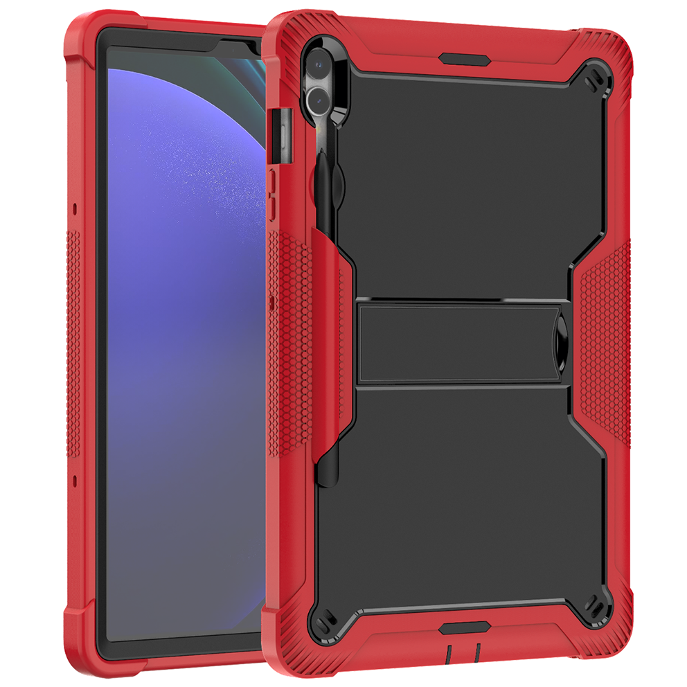 TOZIZO Heavy Duty Shockproof Case for Samsung Tab S9 FE+/S9+/S10+ - Red & Black