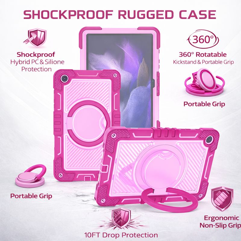 TOZIZO Kids Shockproof Samsung Tab A9 Plus /A11 Plus Case with Kickstand - Rose