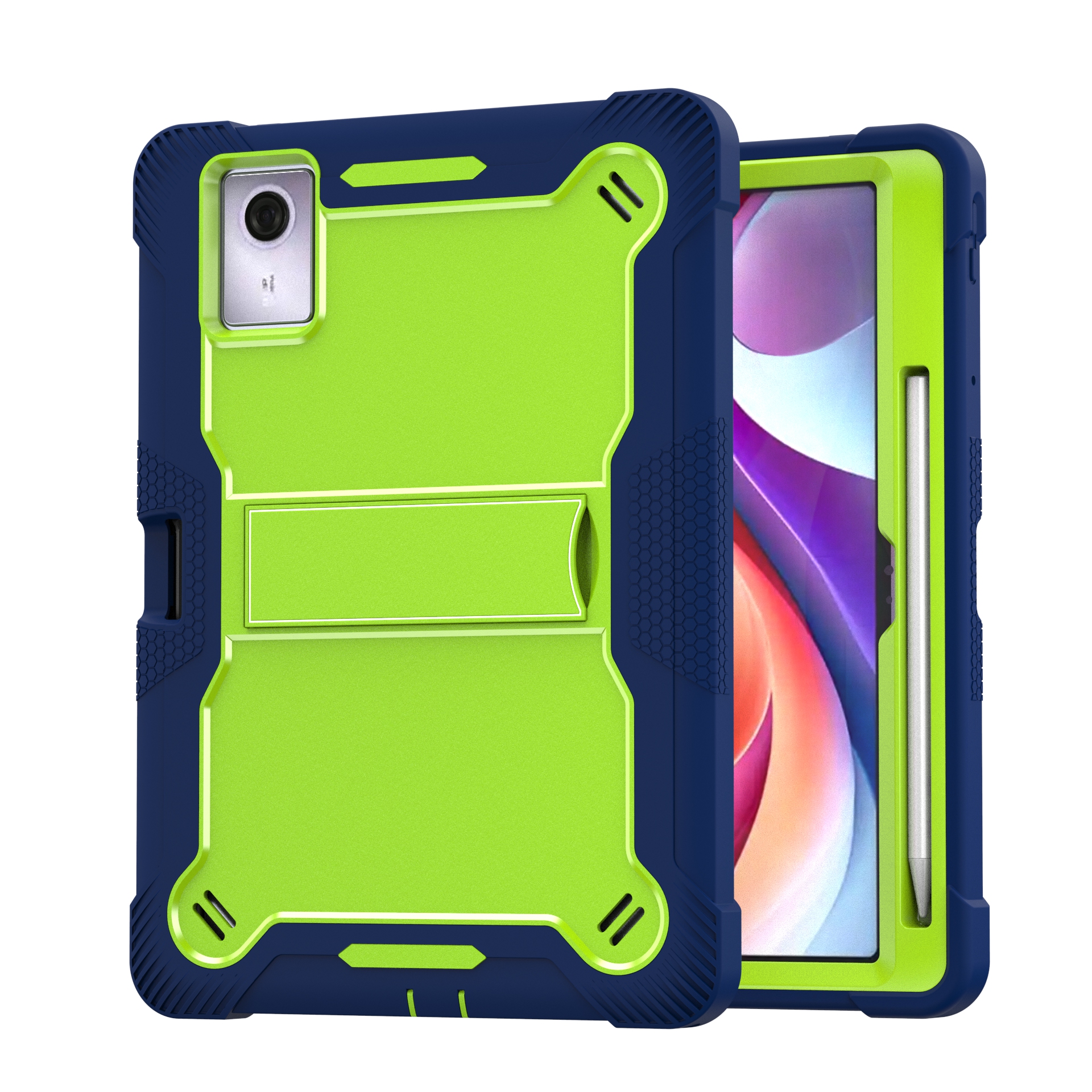 Green Navy Kid-Friendly Hybrid Case for Lenovo Tab K12 / IdeaTab Plus / Xiaoxin Pad 12.1 2025 – Child Drop Protection Cover