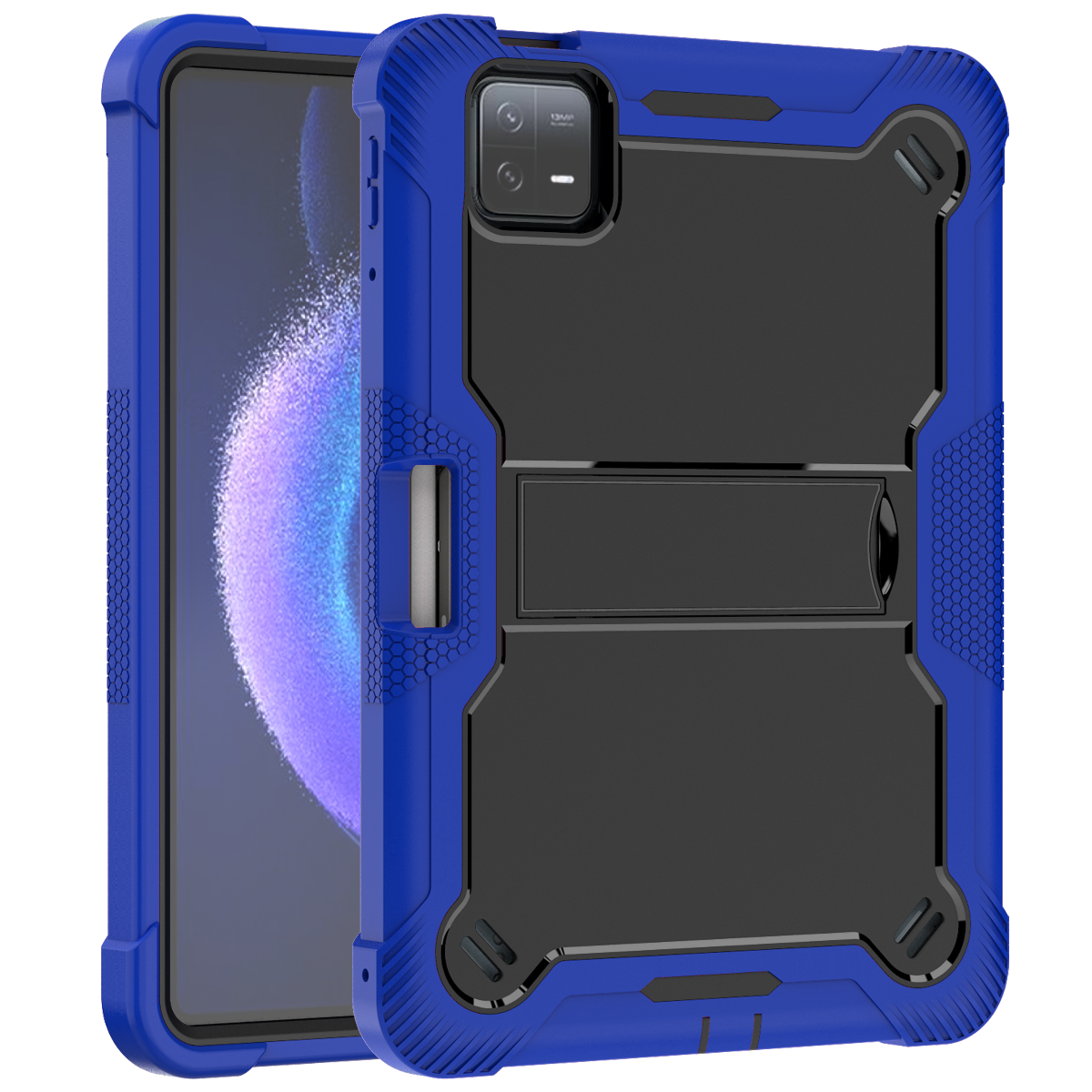 TOZIZO Dark Blue + Black Xiaomi Pad 6 Heavy Duty Tablet Case Rugged Shockproof Cover with Stand