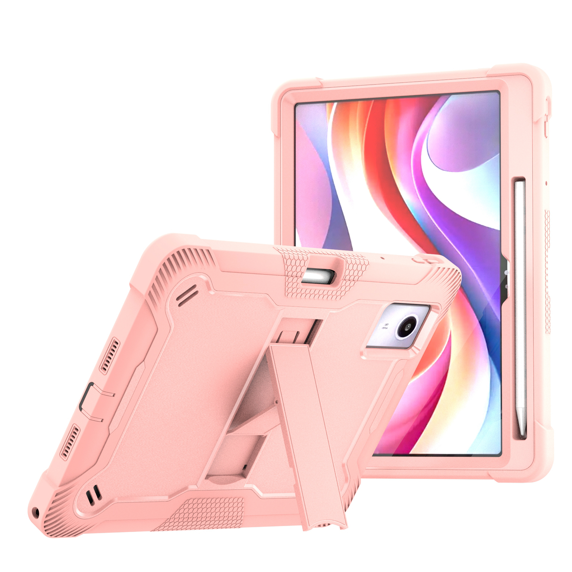 TOZIZO Pink Silicone Lenovo Idea Tab 11 TB336ZU Tablet Case Shockproof Kids Friendly Rugged Stand Tablet Cover