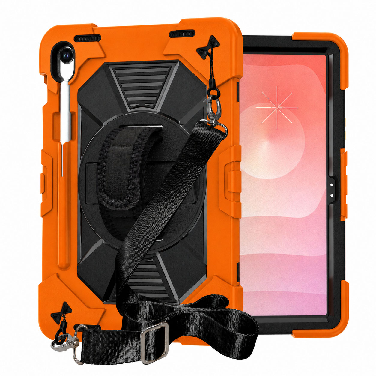 TOZIZO for Samsung S10/S10 Lite Orange Worksite Rugged Case with Foldable Multi-Angle Kickstand