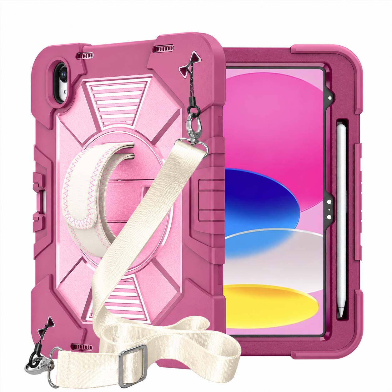 TOZIZO Rose Red Defender Case for iPad 10th/11th Gen | Rugged Full-Body Protection for Bulk Buyers