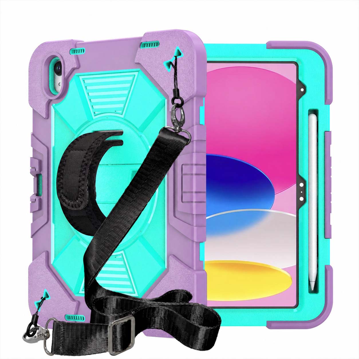 TOZIZO Purple Mint Case for iPad 10th/11th Gen | 3-in-1 Drop Protection with 360° Viewing Stand