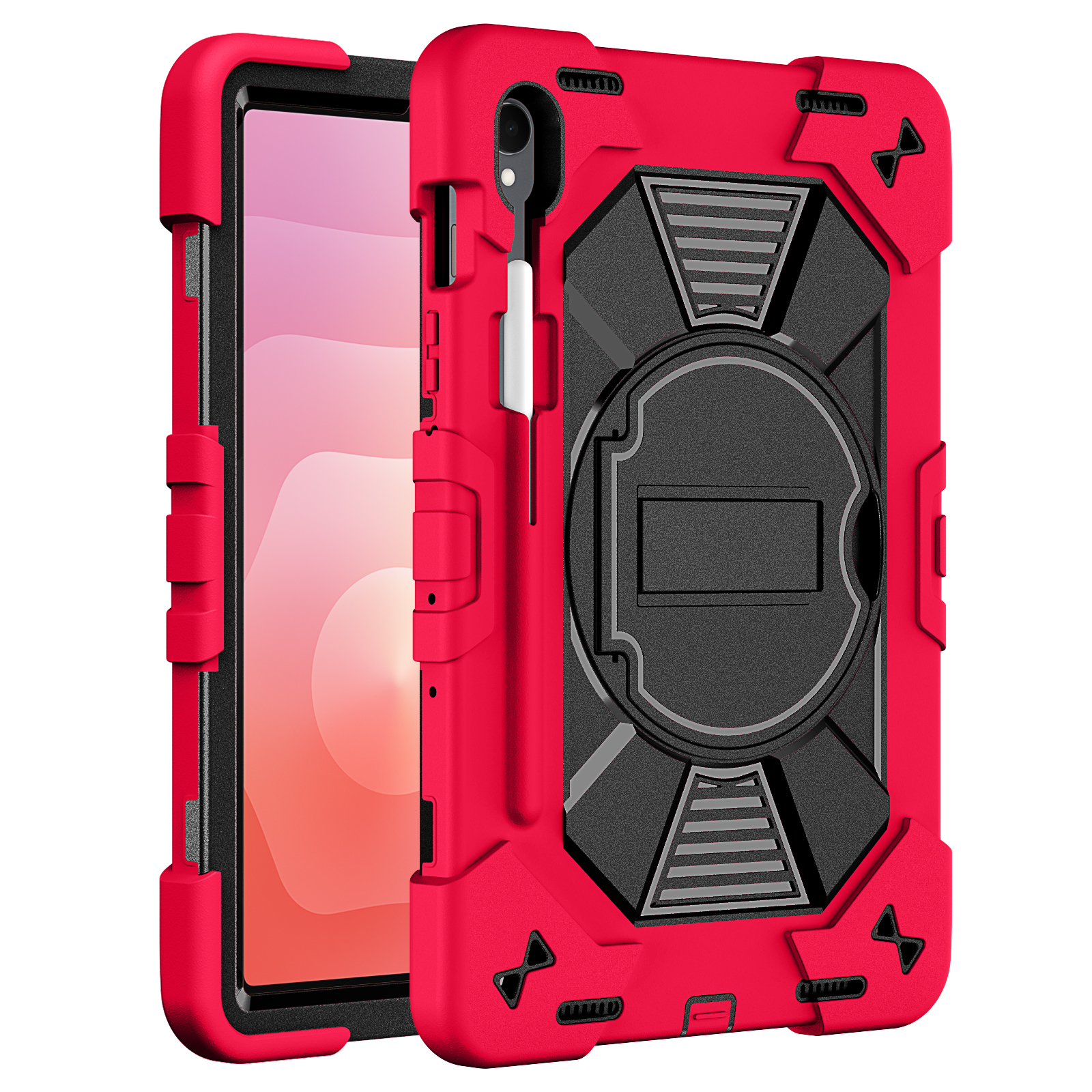 TOZIZO Red Distributor Case for Samsung Galaxy Tab S9/S9 FE Impact Resistant Hybrid Armor Kickstand Cover