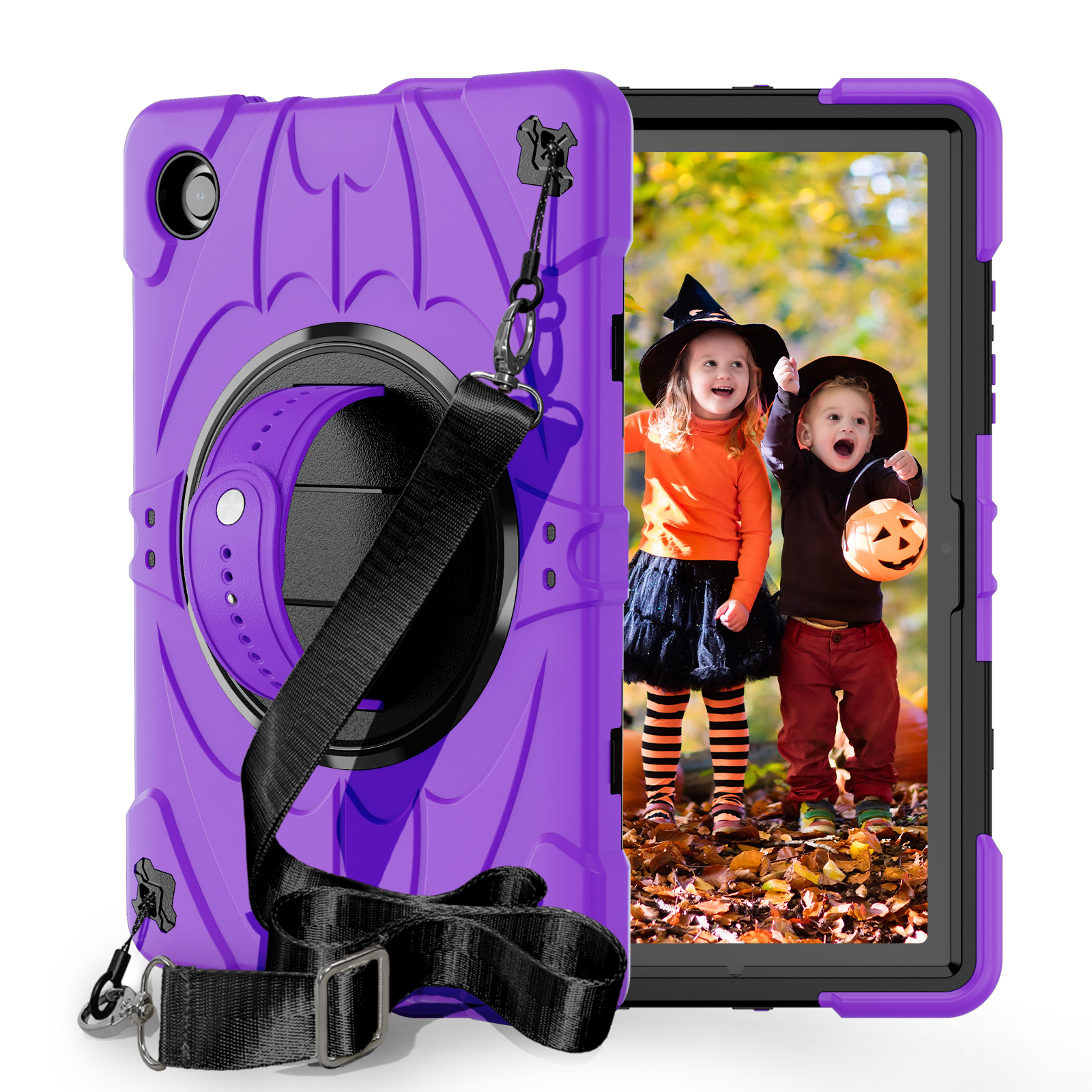TOZIZO Purple Impact Resistant Tablet Shell for Galaxy Tab A8 2021 – 360° Multi-View Kickstand & Hand Strap