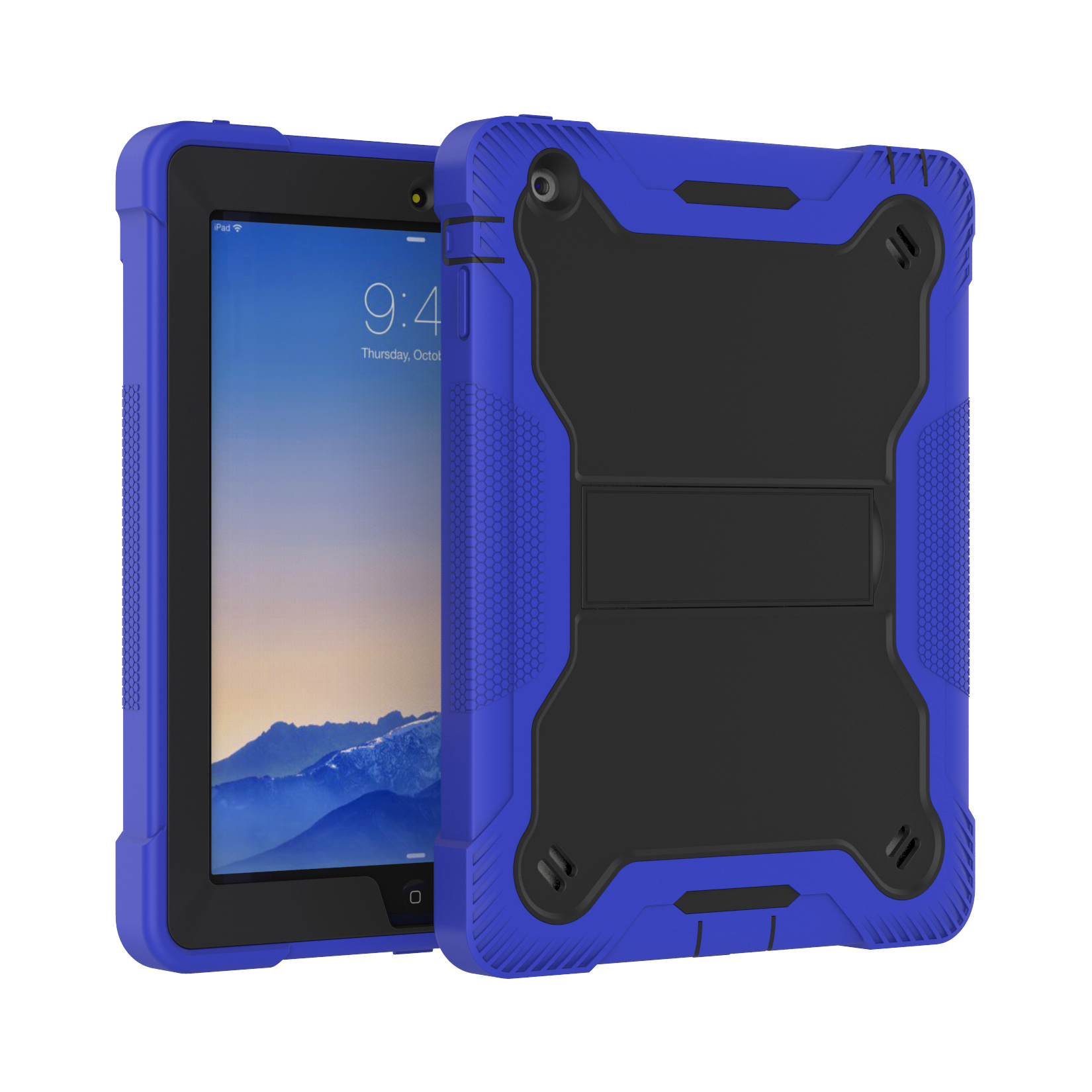 TOZIZO Outdoor Survival iPad 2/3/4 Case – Blue Impact-Resistant Cover with Kickstand