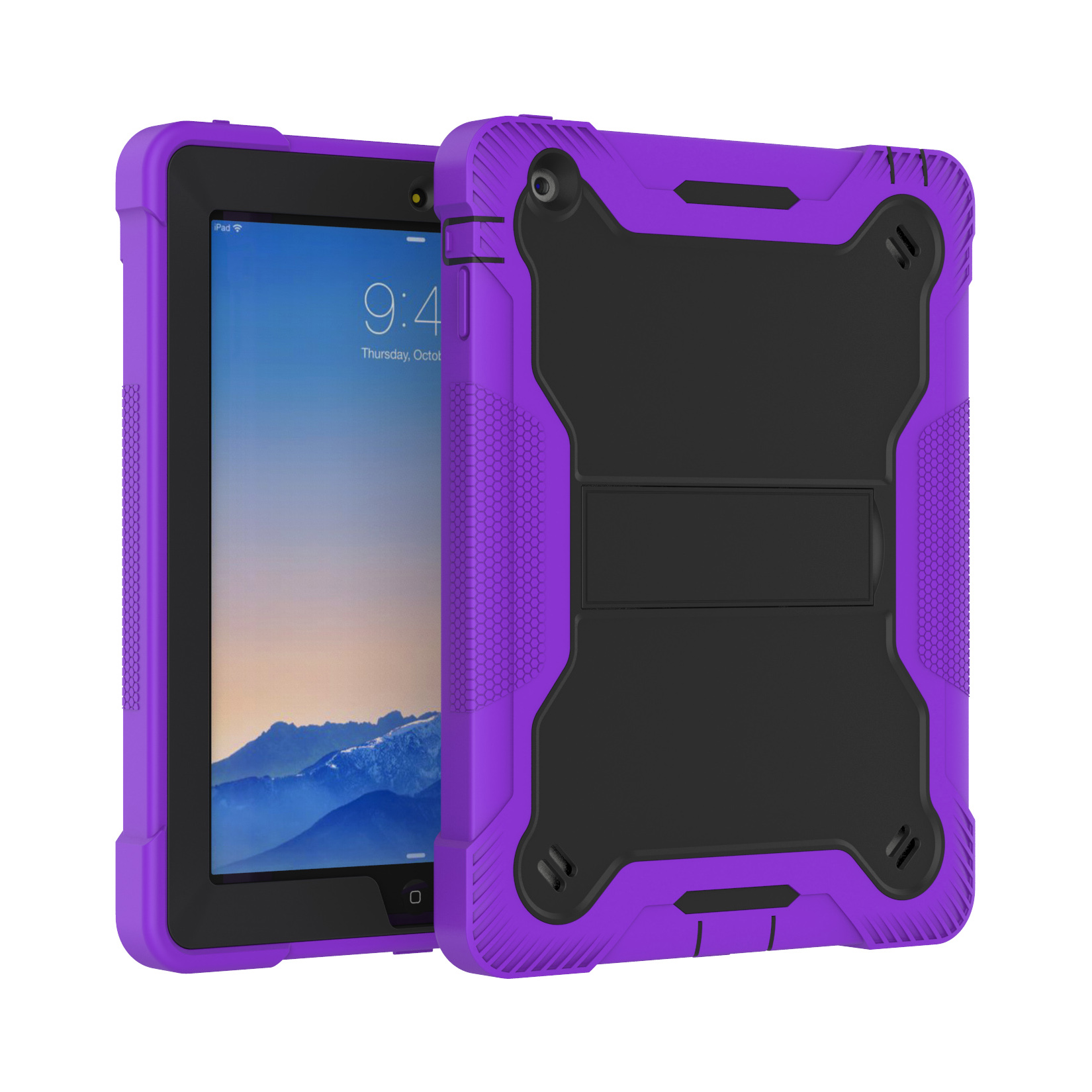 TOZIZO Elegant Guard Series Rugged Survivor iPad 2/3/4 Case – Purple Shock-Absorbing Tablet Shell