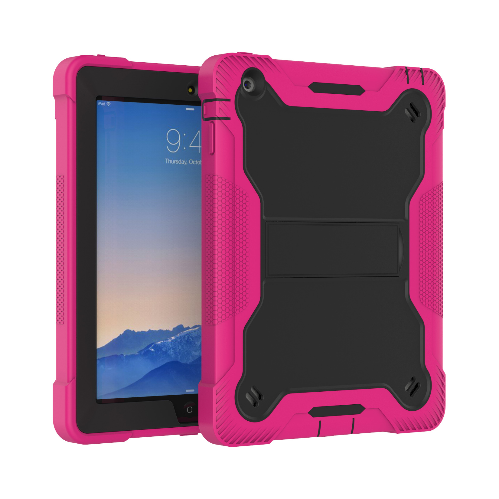 TOZIZO Fashion Armor Shockproof Kickstand Tablet Case for iPad 2/3/4 – Hot Pink Rugged Design