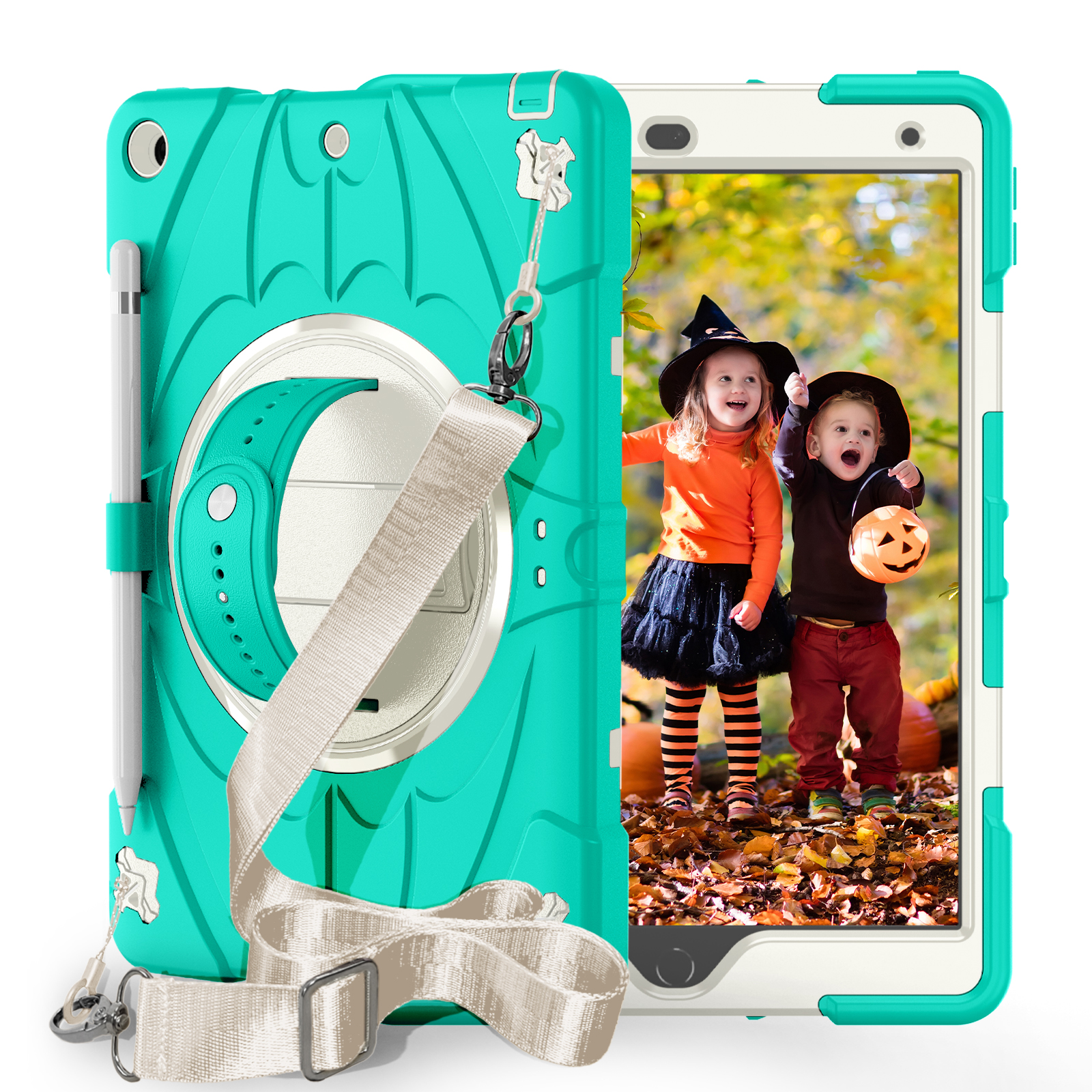 Heavy Duty 360° Rotating Silicone Hand Strap Case for iPad 10.2  – Shockproof & Medical Grade Protection Tablet Cover