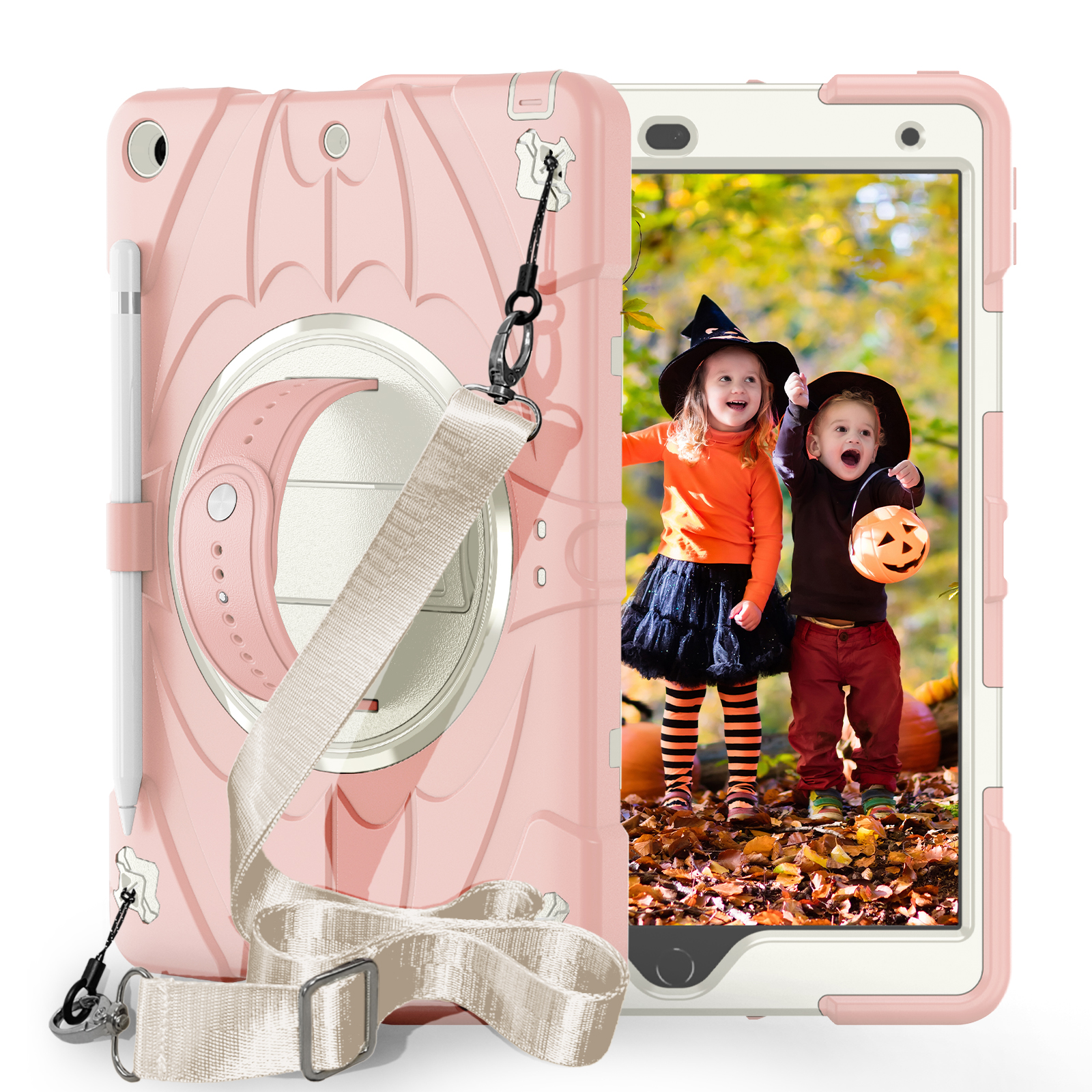 TOZIZO Kids Rugged 360° Rotating iPad 10.2 Case – Thick Silicone 3-in-1 Full Protection with Kickstand, Hand Strap Tablet Cover
