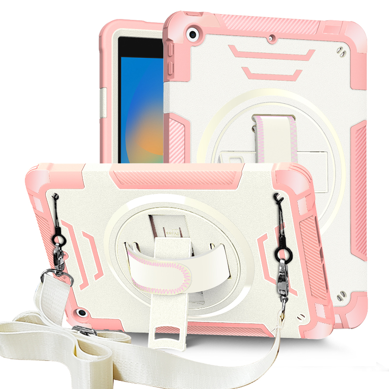 TOZIZO Pink Full-Body Shockproof iPad 10.2 Case with Strap & 360° Kickstand