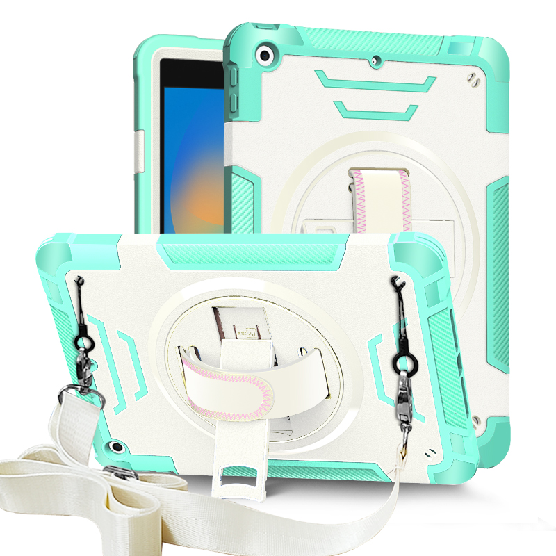 TOZIZO Mint Green Shockproof iPad 10.2 Case with 360° Kickstand & Hand Strap