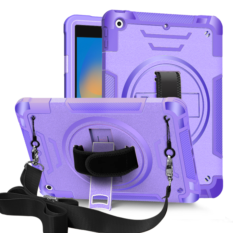 TOZIZO Purple 360° Rotating Rugged iPad 10.2 Case with Strap & Kickstand