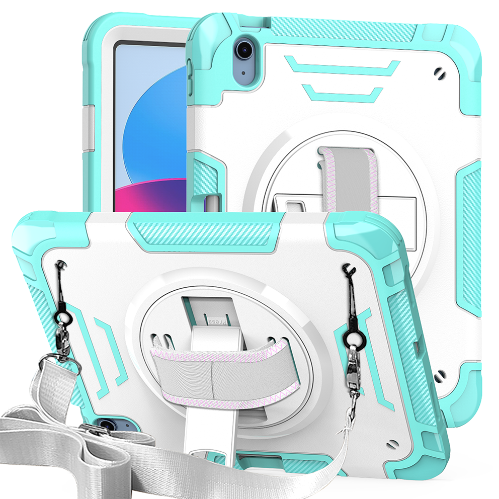 TOZIZO Heavy Duty iPad Case with Kickstand & Strap - Mint Green for iPad 10th/11th