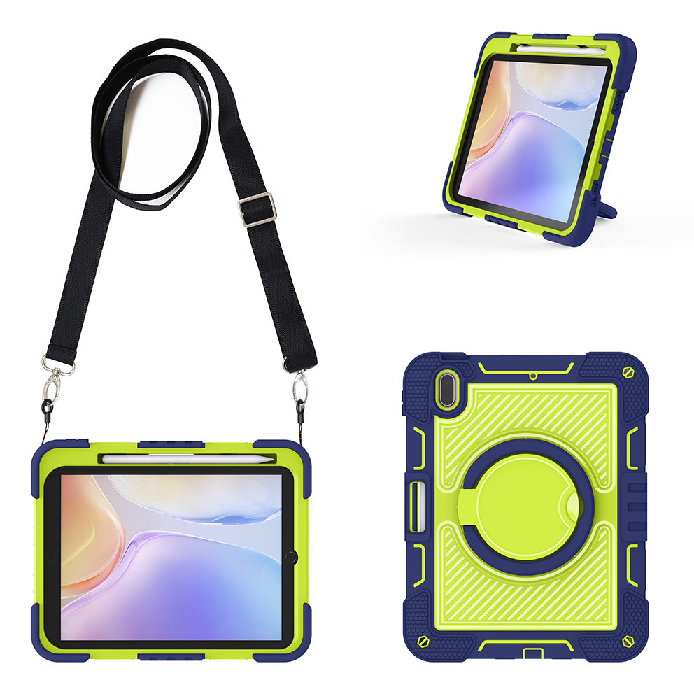 TOZIZO Heavy Duty Shockproof iPad 11th Gen (A16) Case - Navy Blue & Yellow Green
