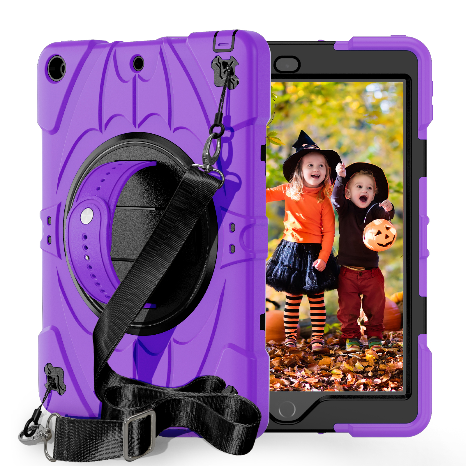 TOZIZO 360° Rotatable Hand Strap & Built-in Kickstand Silicone Case for iPad 9.7 (2017/2018)
