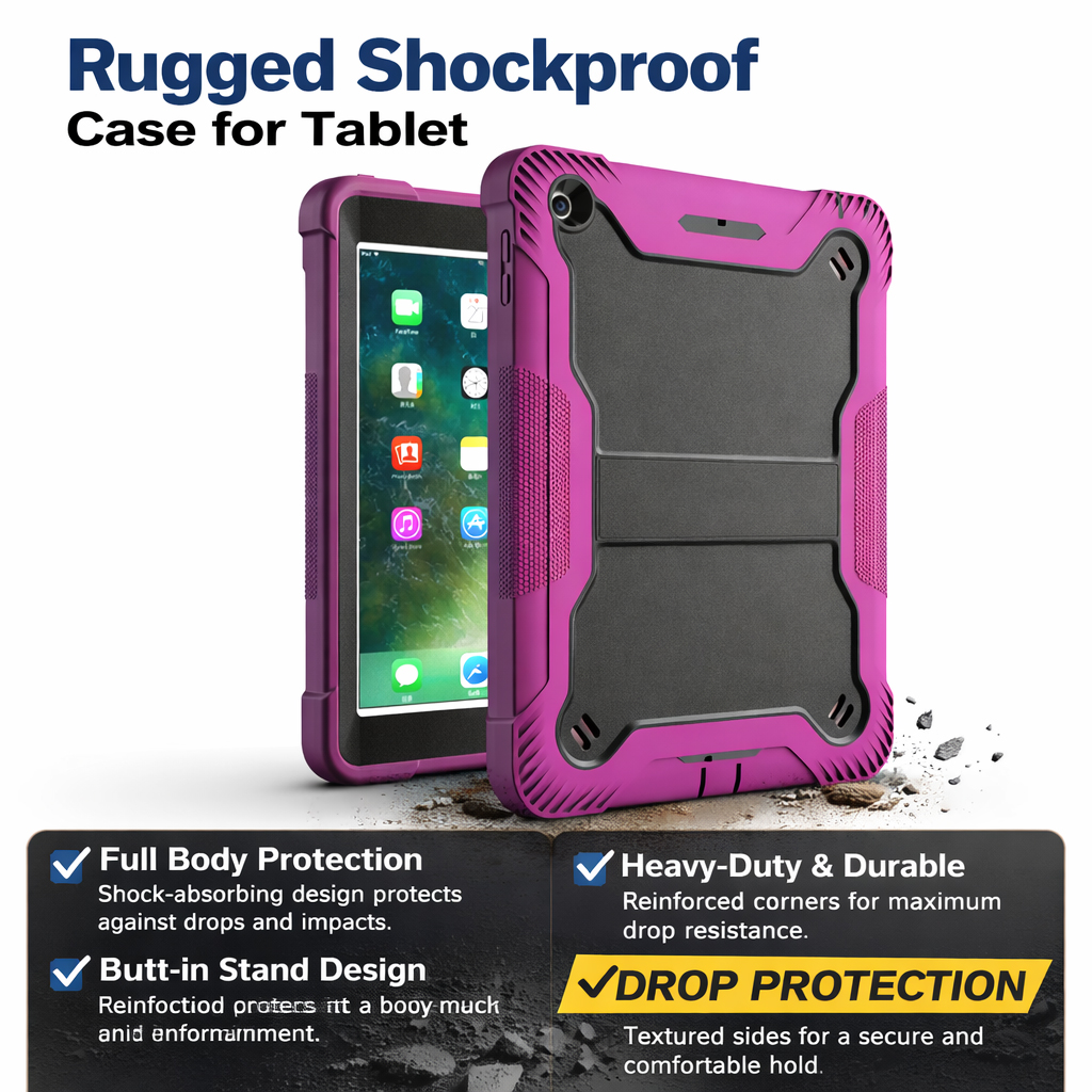 TOZIZO Heavy Duty Shockproof Hybrid Case for iPad 10.2 - Full Body Rugged Protective Cover with Stand