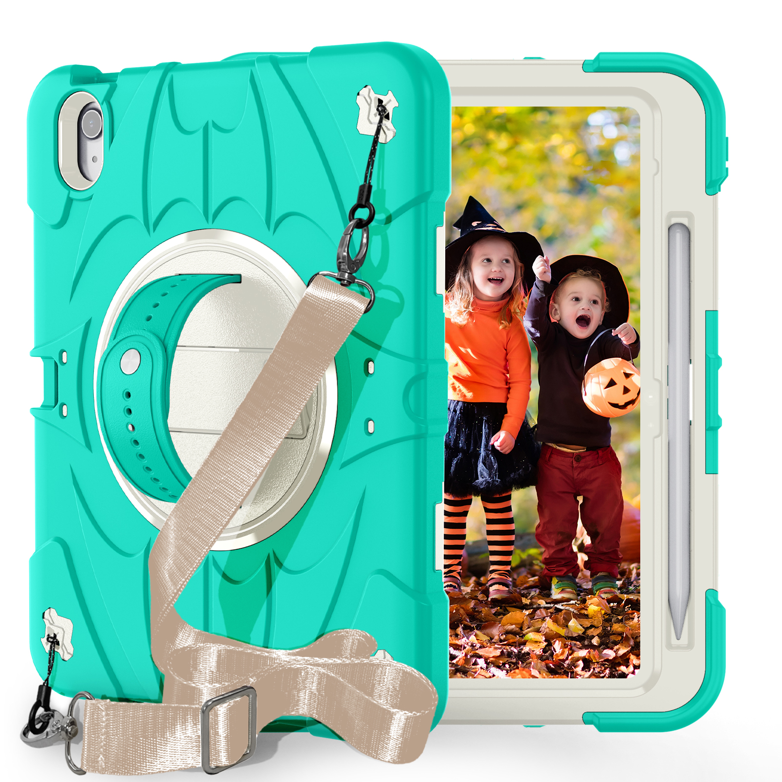 TOZIZO Multi-Functional Kids-Friendly Full-Body Protective iPad A16 2025 Case with Kickstand & Silicone Grip