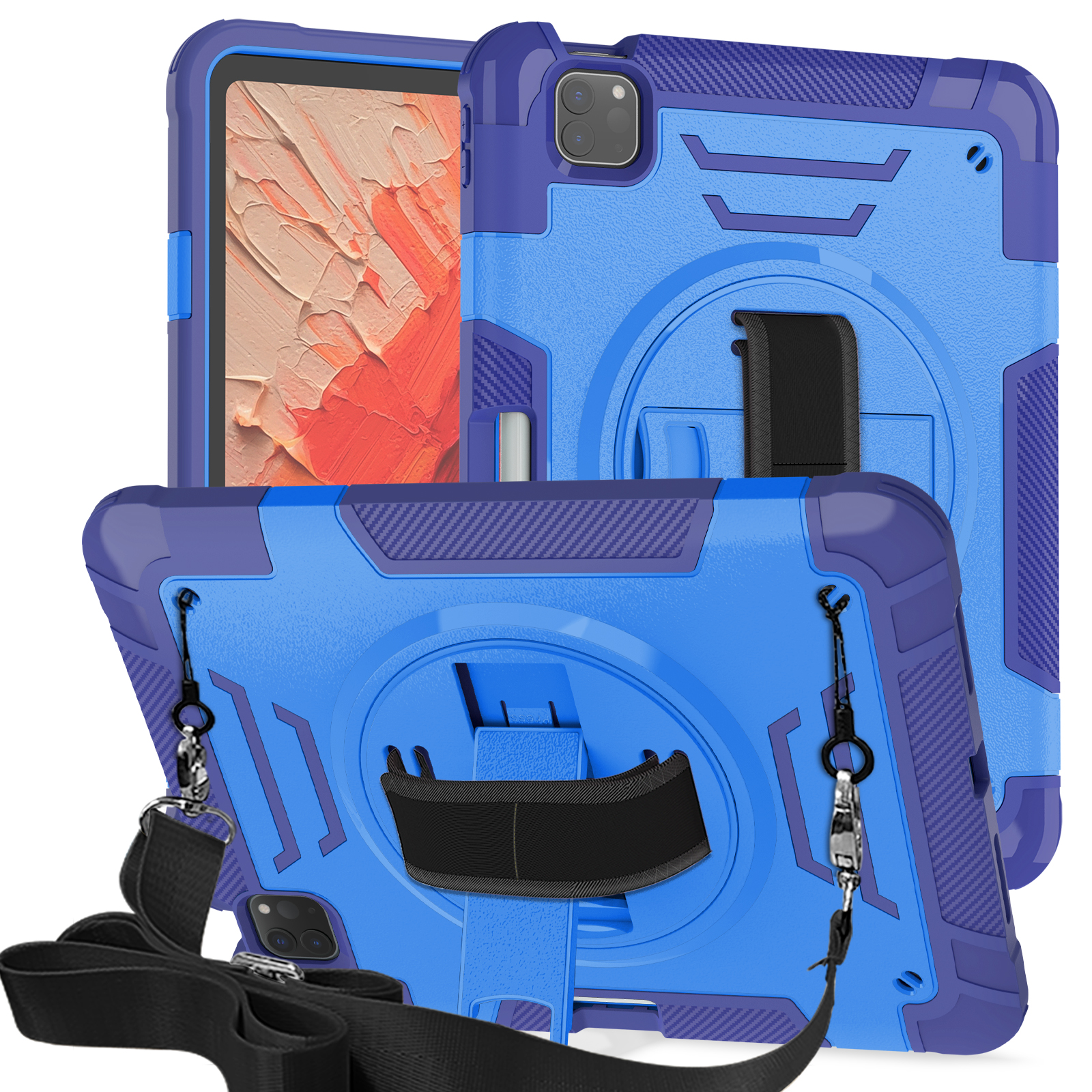TOZIZO Blue Rugged iPad Air5 Case | Shockproof Full-Body Cover with 360 Kickstand