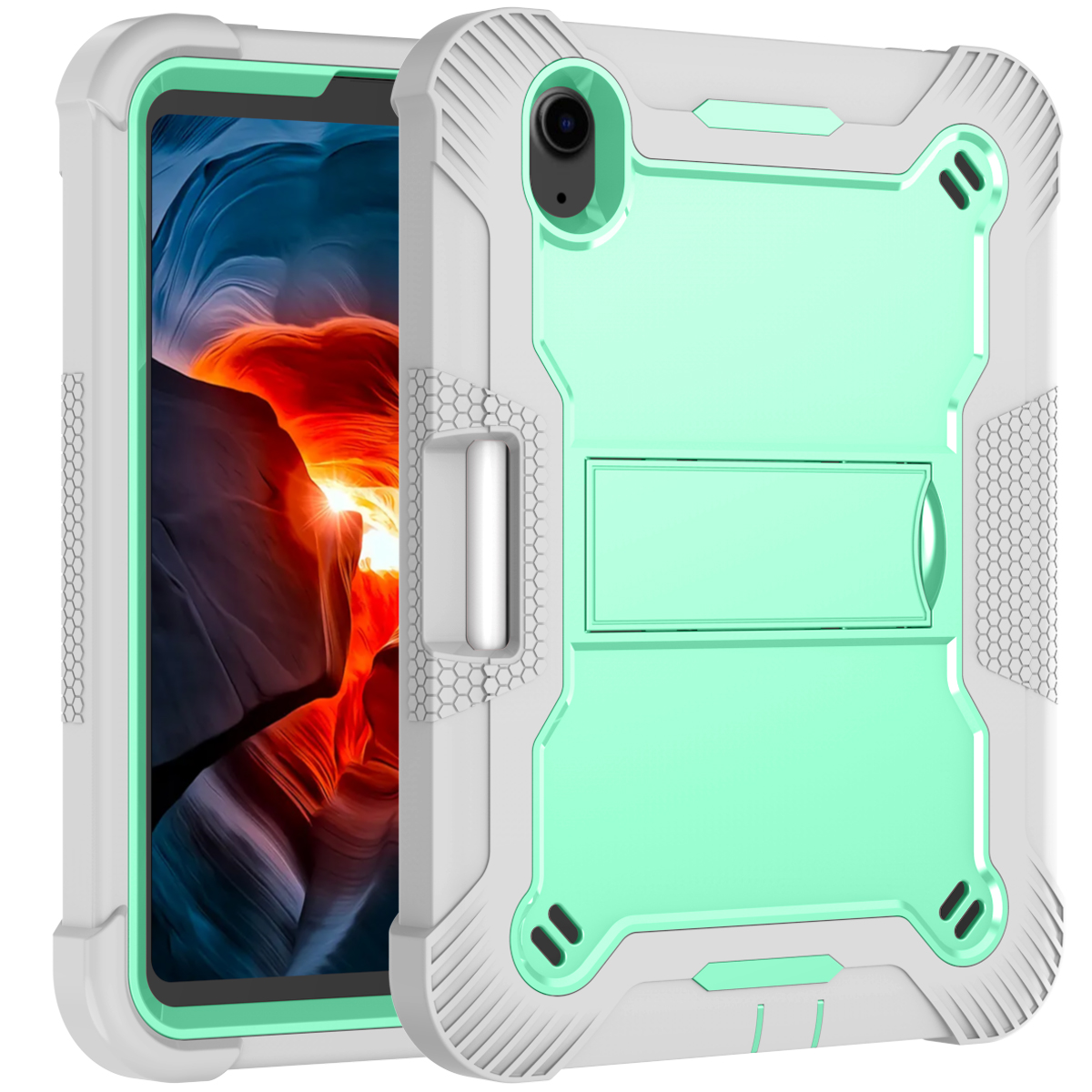 TOZIZO iPad Mini 6 & Mini 7 Sturdy Rugged Full-Body Shockproof Protective Case with Built-in Kickstand