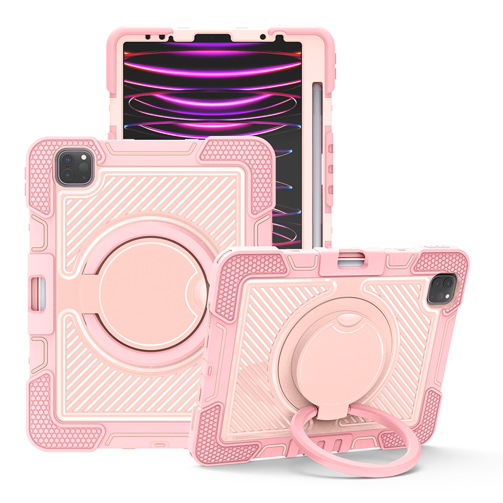 TOZIZO Silicone Shockproof iPad Pro 11 Case (2018-2022) - Pink | 3-Layer Full Body Rugged Tablet Cover