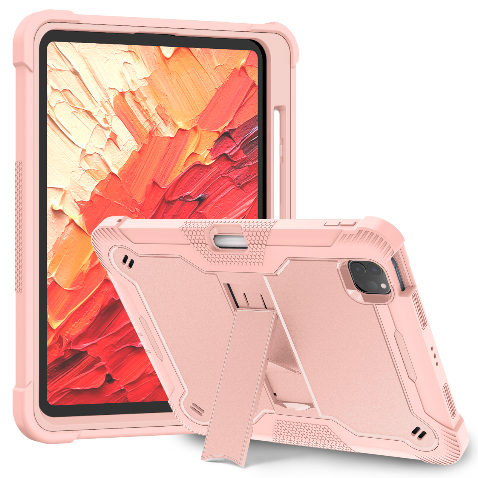 TOZIZO Pink iPad Pro 11 2024 Shockproof Pad Tablet Case Heavy Duty Silicone Protective Cover with Stand