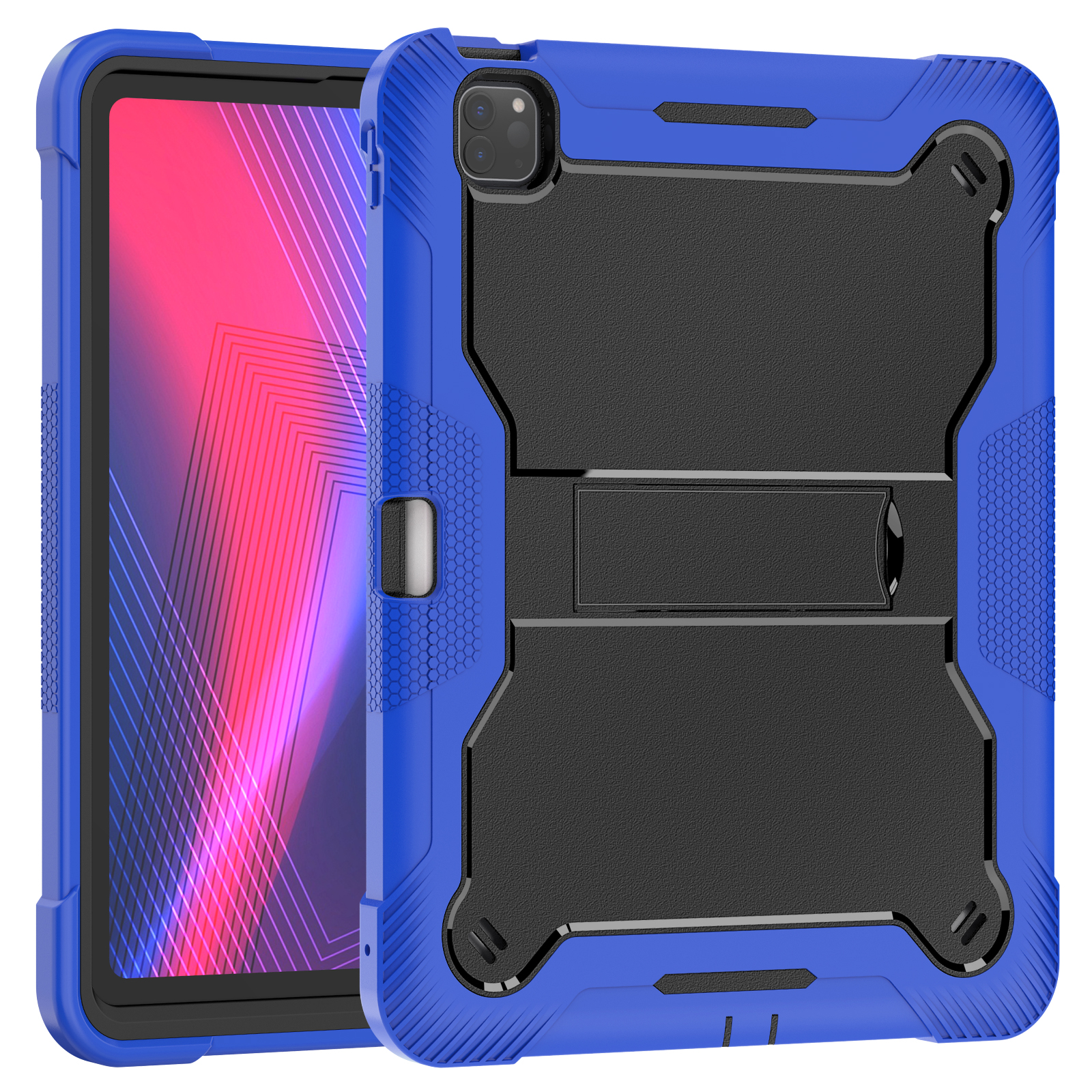 TOZIZO Blue Heavy Duty School Armor Case for iPad Pro 13 2024/2025 with Kickstand