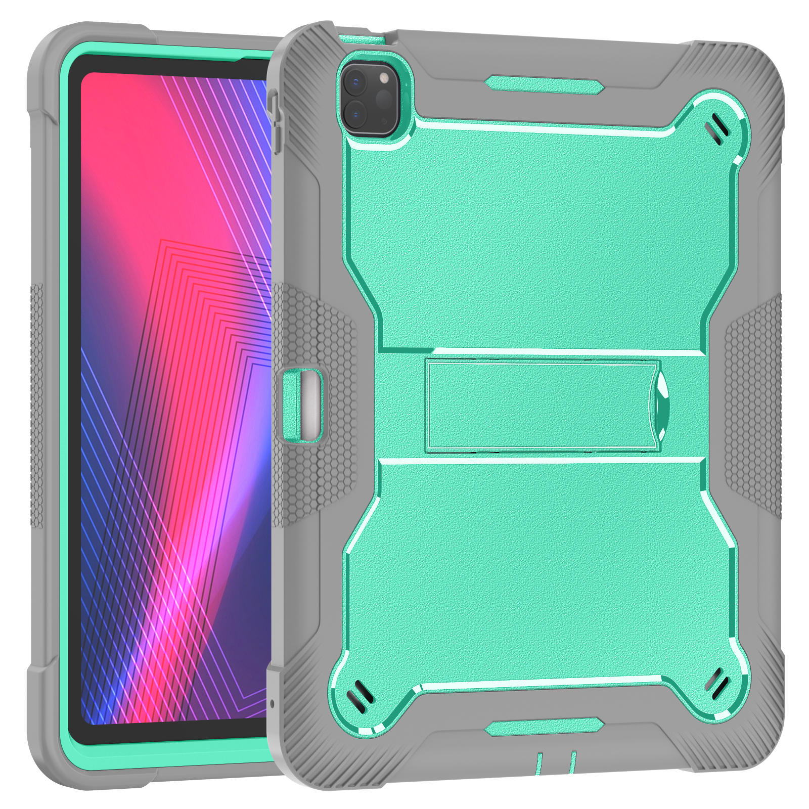 TOZIZO Grey Mint Kid-Friendly Drop Proof Hybrid Tablet Case for iPad Pro 13 2024/2025
