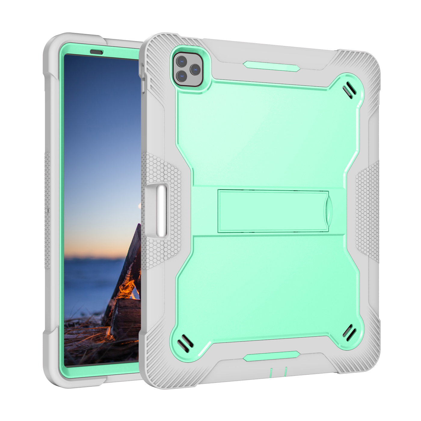 TOZIZO Drop-Tested 3-Layer Rugged iPad Pro 12.9 Case with Kickstand - Shockproof Heavy Duty Cover (2018-2022)