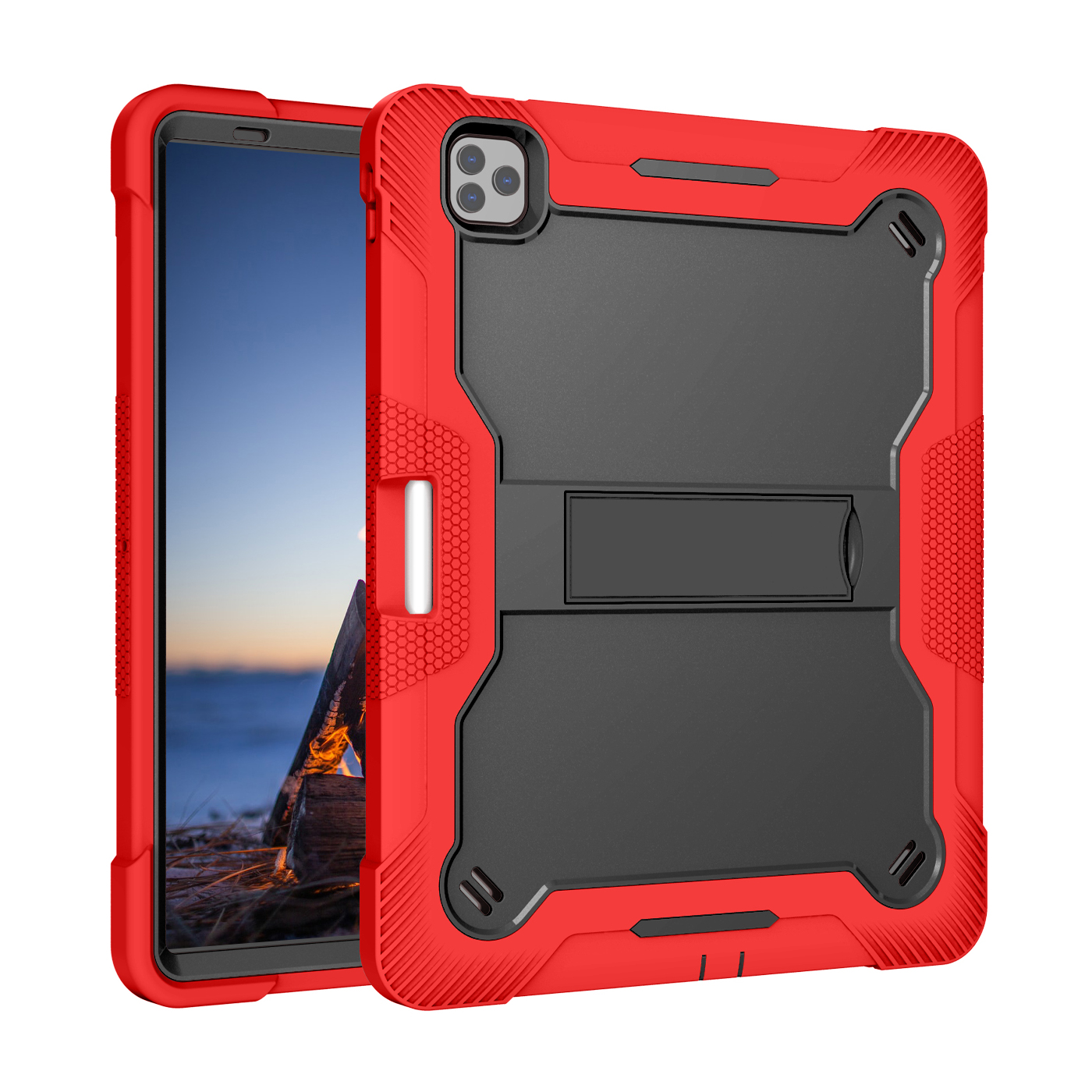 TOZIZO Extreme Protection Multi-Layer Rugged Shockproof Cover with Kickstand for iPad Pro 12.9 (2018-2022)