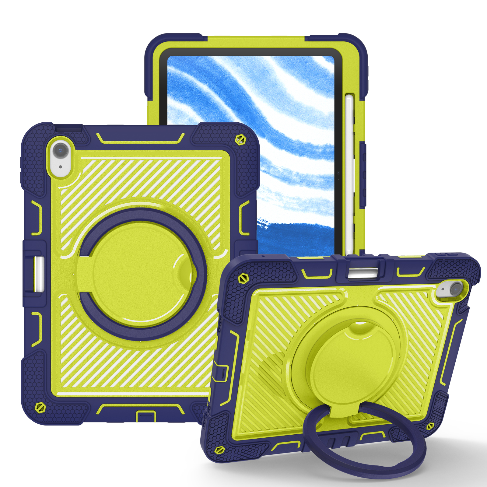 TOZIZO Full Body Protective 360 Rotating Muti Funcational Tablet Cover for iPad Air 11 2026 Navy Green