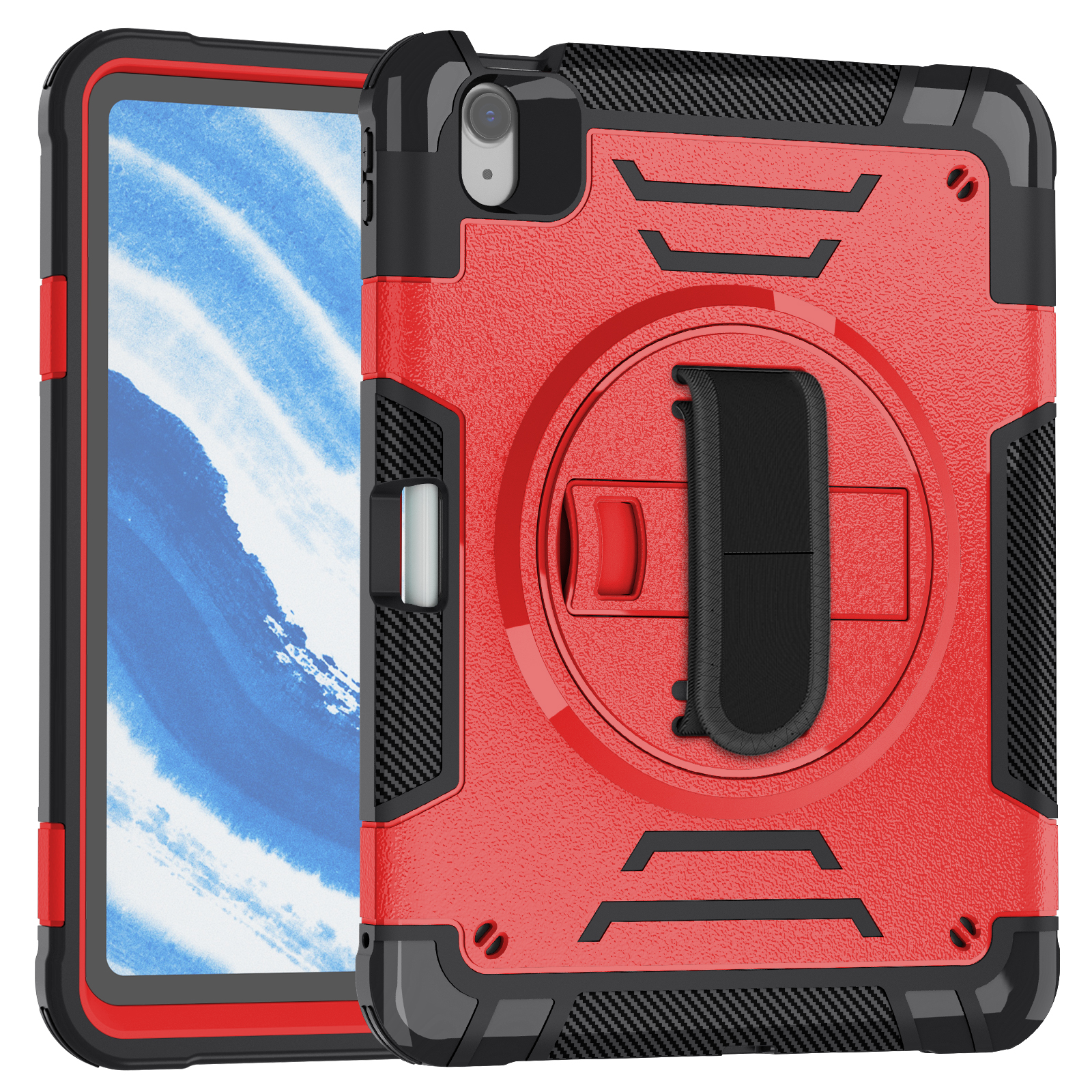 TOZIZO 3 Layers Full Body Protective Tablet Case with Stand for iPad Air 11 2026 - Red