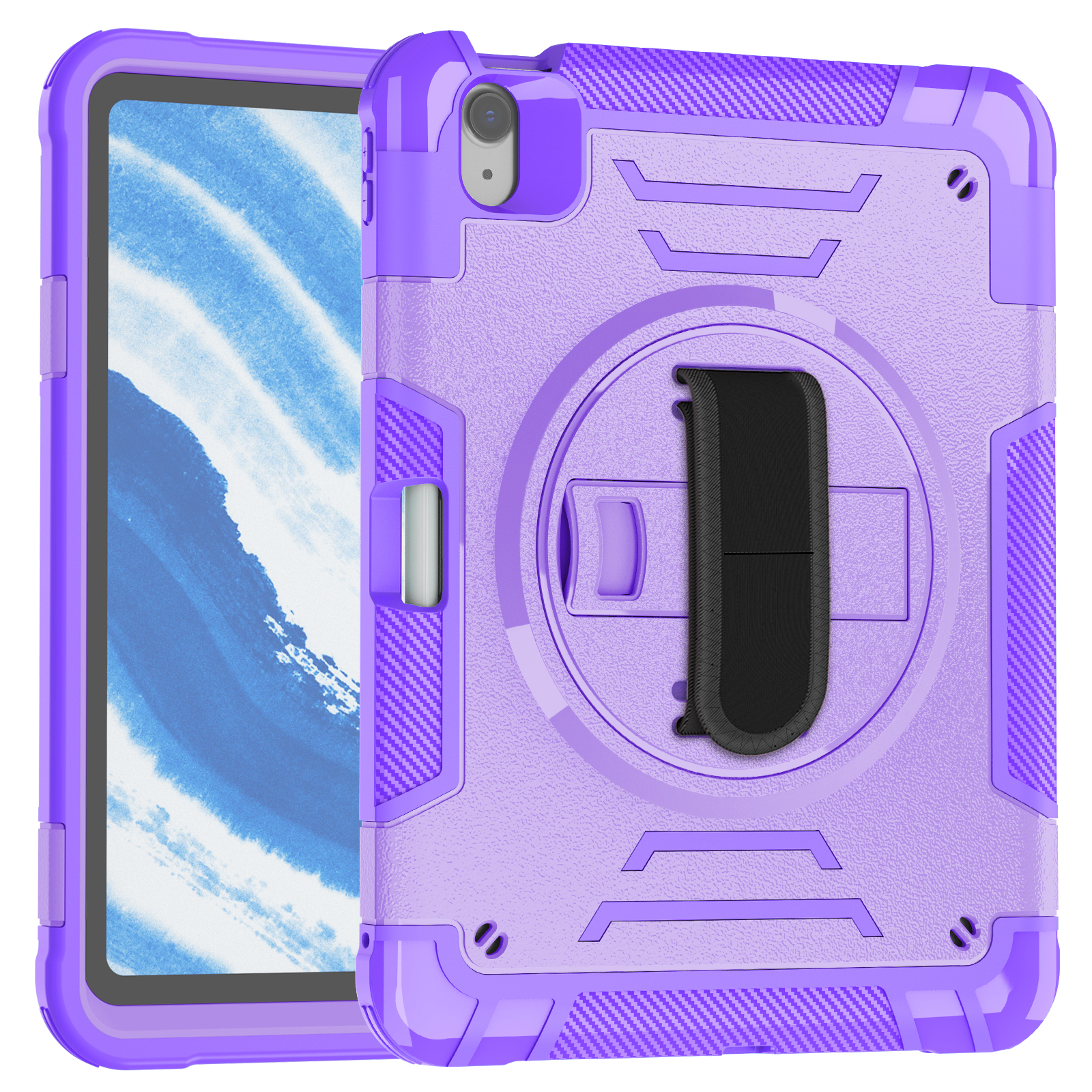 TOZIZO Shockproof Silicone Tablet Case with Rotating Stand for iPad Air 11 2026 - Purple