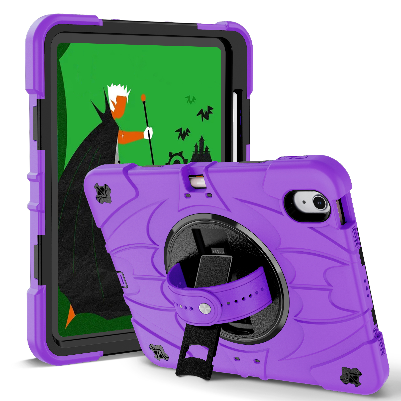 TOZIZO Purple Rugged iPad Air 11 2024/2025 Case with Hand Strap & Kickstand