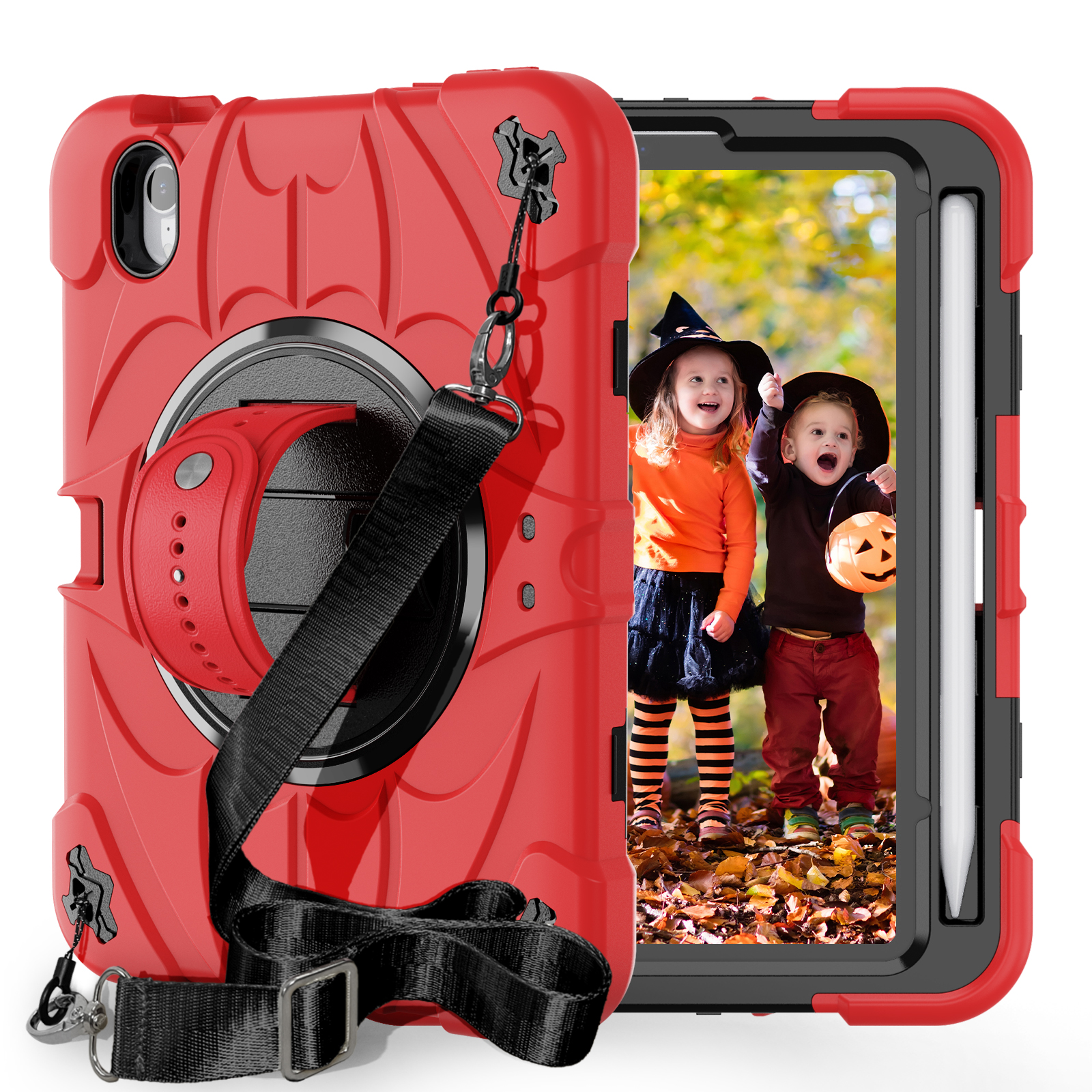 TOZIZO Muti-function 360° Rotatable Silcone PC Hybrid Rugged Case for iPad Mini 6/7 A17 Pro