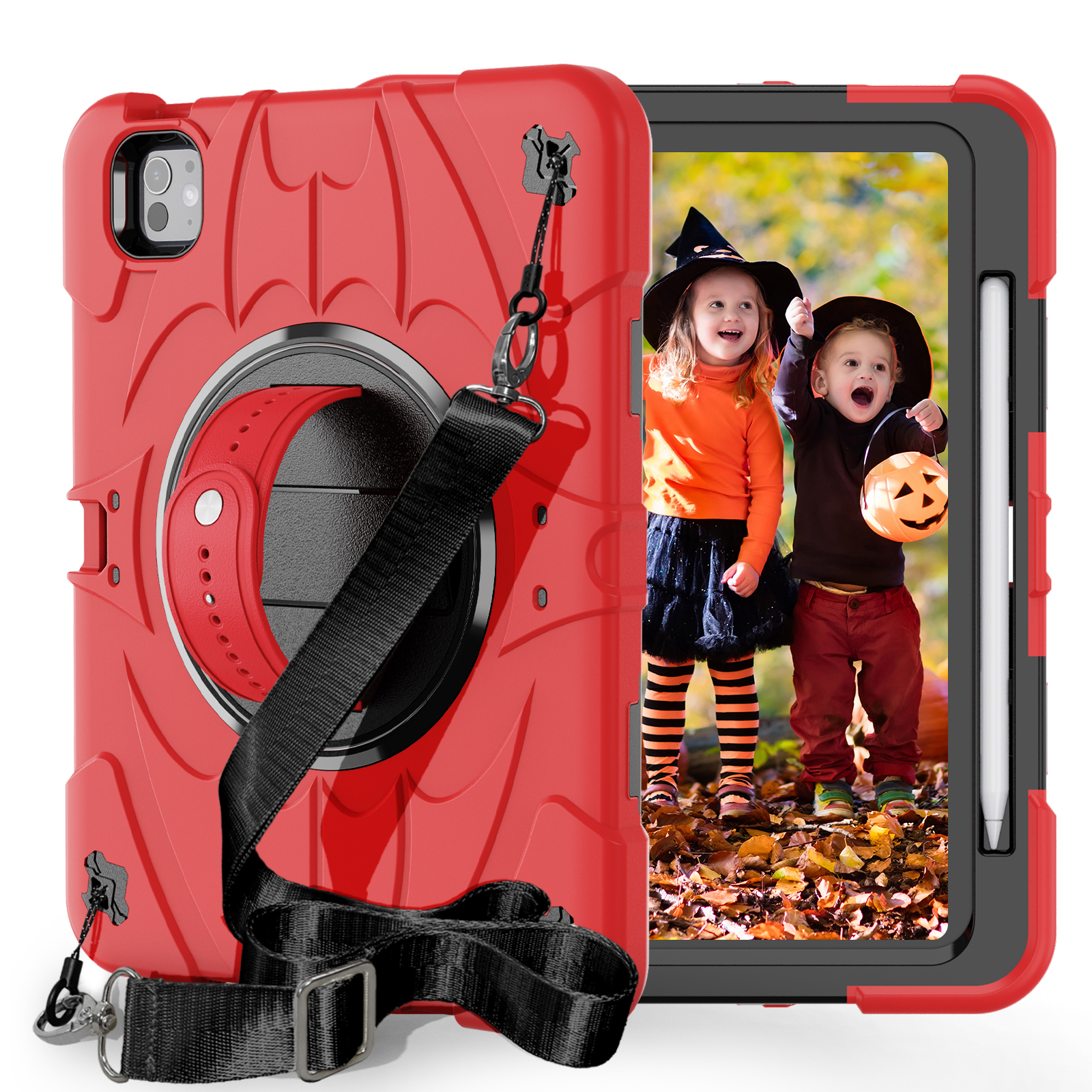 360° Rotating Silicone Hand Strap Thickened Silicone 3-in-1 Shockproof Tablet Case for iPad Pro 11 (2024)