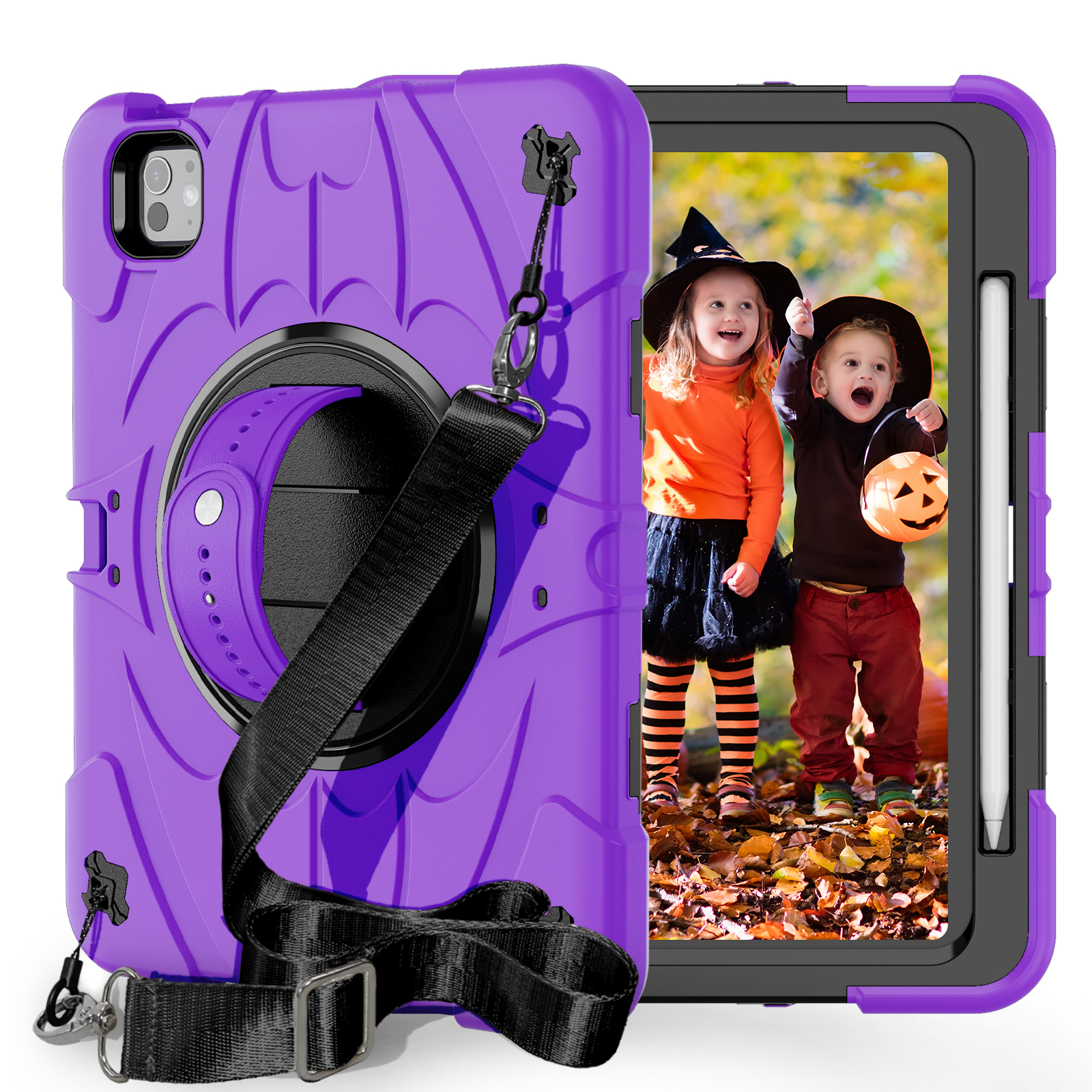TOZIZO Purple 360° Rotating iPad Pro 11 2025 Survivor Case with Kickstand for School