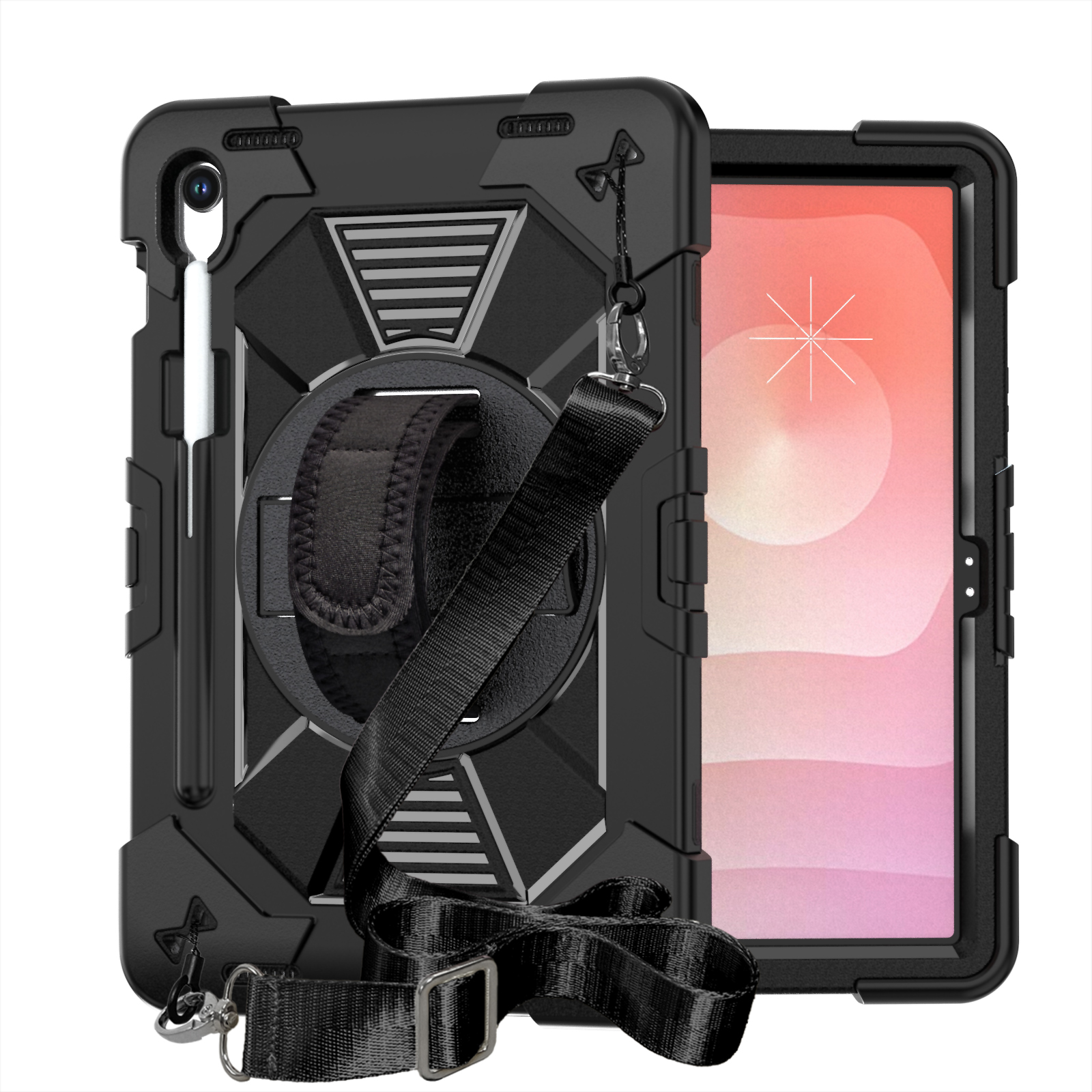 TOZIZO for Samsung S10/S10 Lite Black Heavy Duty Rugged Case with Foldable Multi-Angle Stand