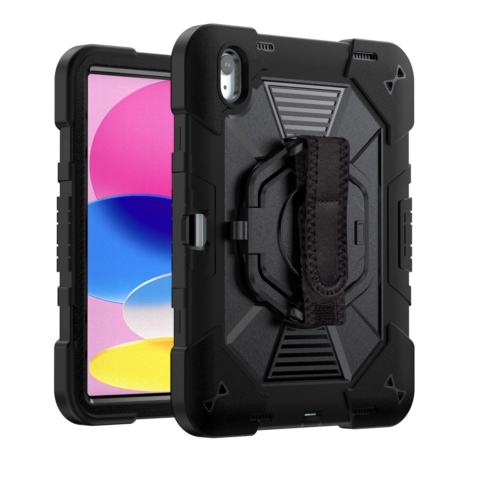 TOZIZO Black Rugged for iPad 10th/11th Gen A16 Case with 360° Stand, Hand Strap & Shoulder Strap | Wholesale