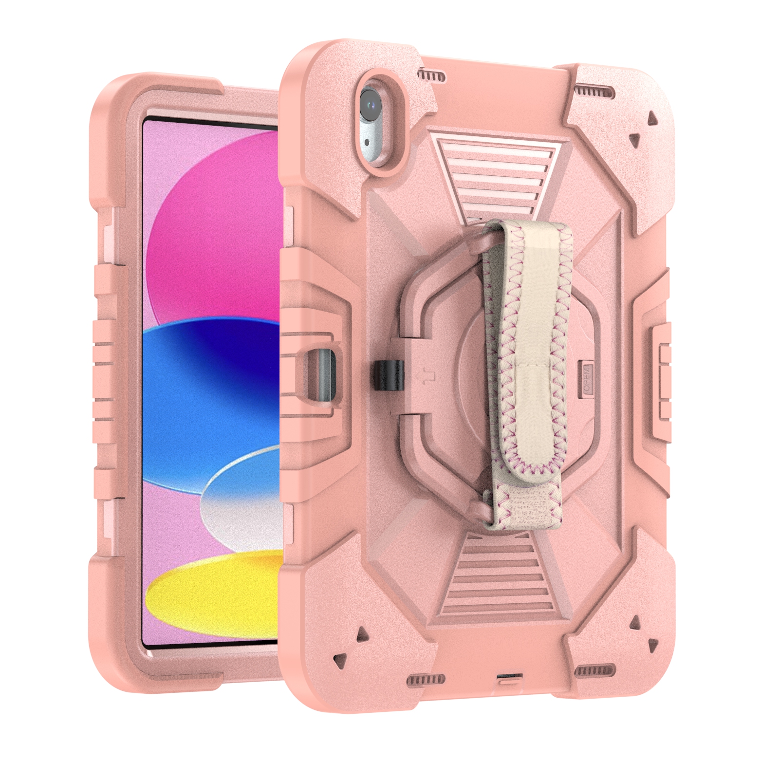 TOZIZO Rose Gold Retail-Ready iPad 10th & iPad 11th Gen A16 Rugged Case with Multi-Angle 360° Stand
