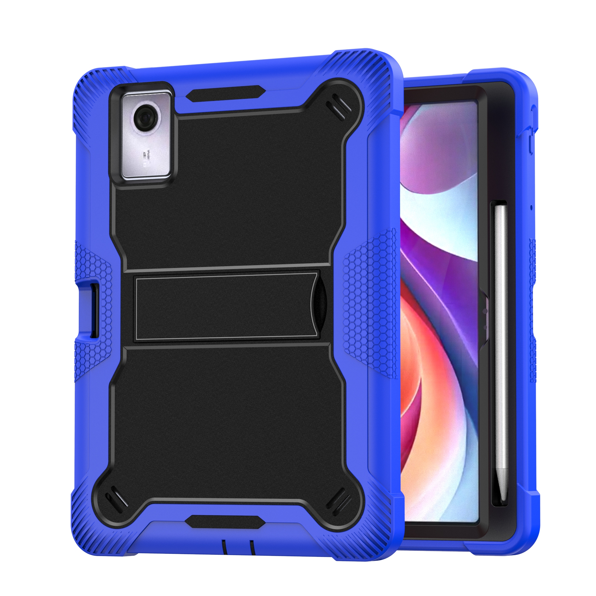 TOZIZO Dark Blue Commercial 3-Layer Kickstand Case for Moto Pad 70 | Enterprise Fleet Protection