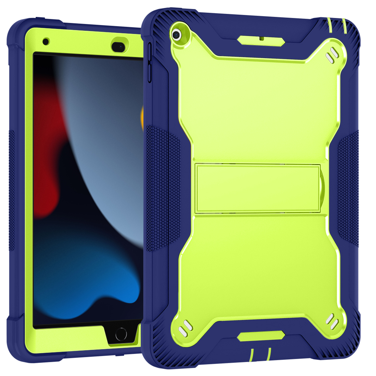 TOZIZO Heavy-Duty 3-Layer Silicone iPad 10.2 Case – Full-Body Protective & Portable Tablet Cover with Kickstand