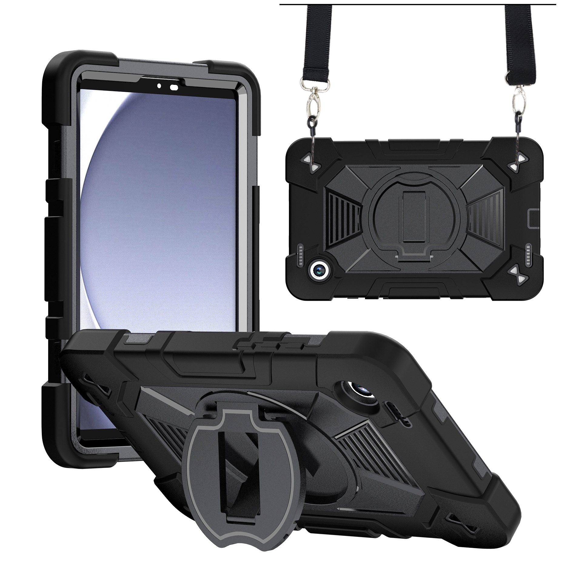 TOZIZO Heavy Duty Rugged Kickstand Tablet Case for Samsung Galaxy TAB A9/A11 Case – Shockproof Black Defender Tablet Cover