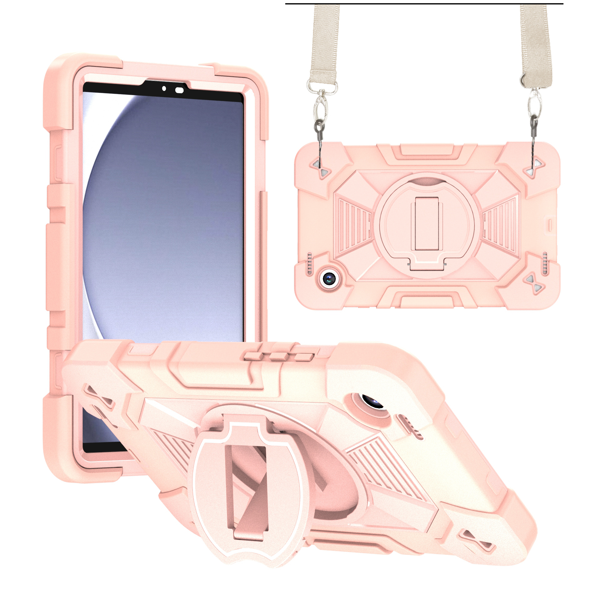 TOZIZO 3 Layers Kid Friendly Rugged Tablet Case for Samsung Galaxy TAB A9/A11– Shockproof Pink Defender Tablet Cover
