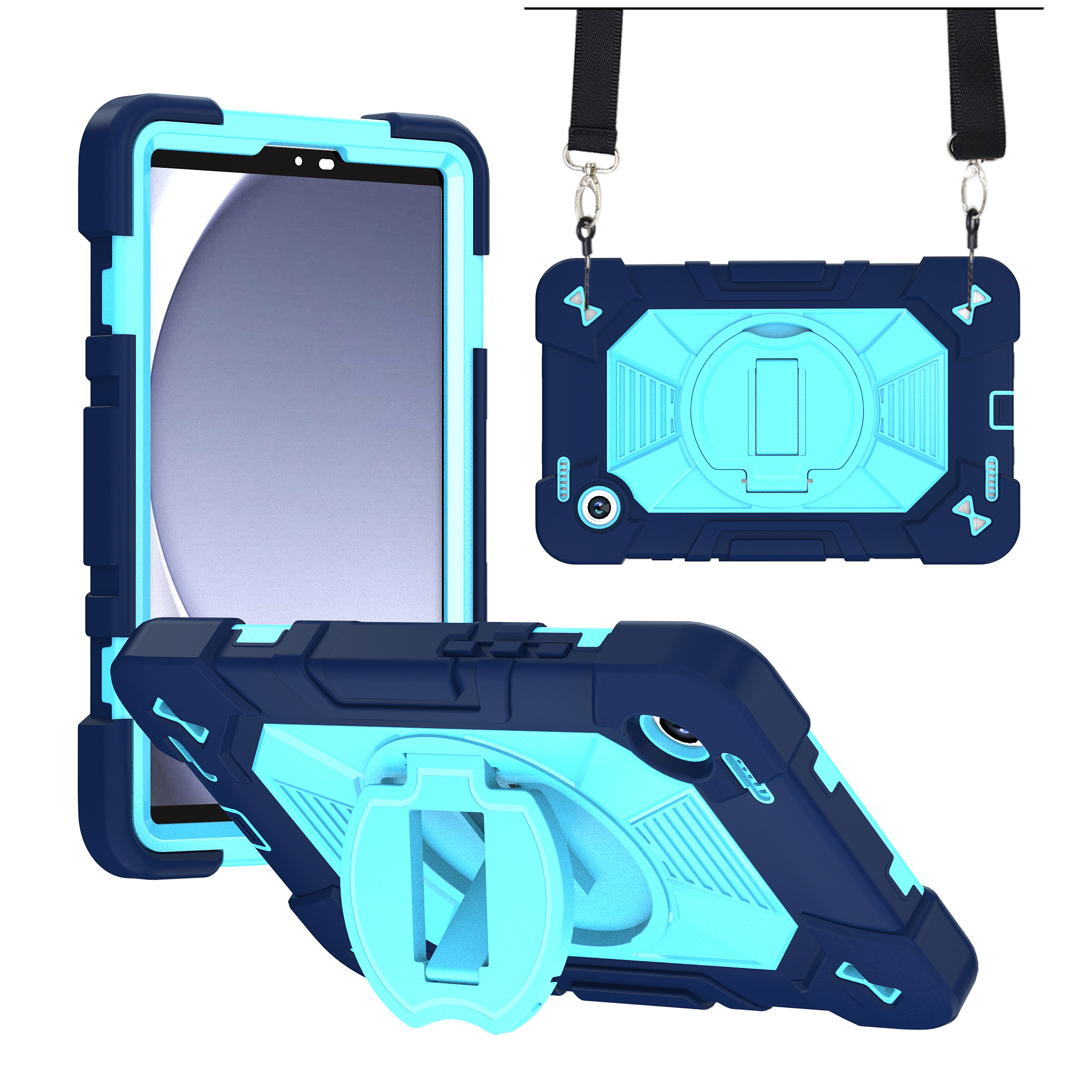 TOZIZO Shockproof Blue Defender Heavy Duty Kickstand Tablet Cover for Samsung Galaxy TAB A9/A11 Case
