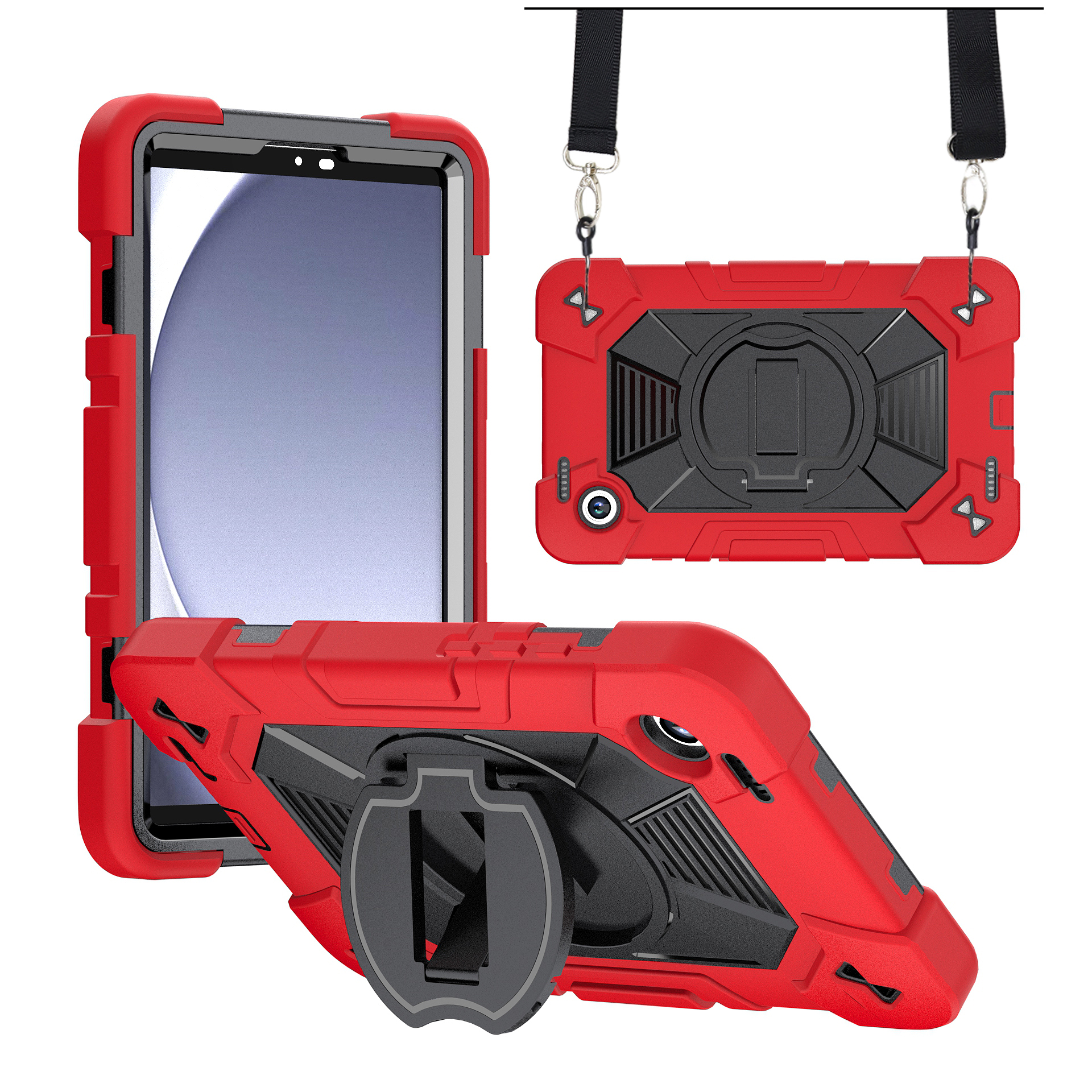 TOZIZO Heavy Duty Rugged Defender for Samsung Galaxy TAB A9/A11 Case – Shockproof Red Defender Tablet Cover