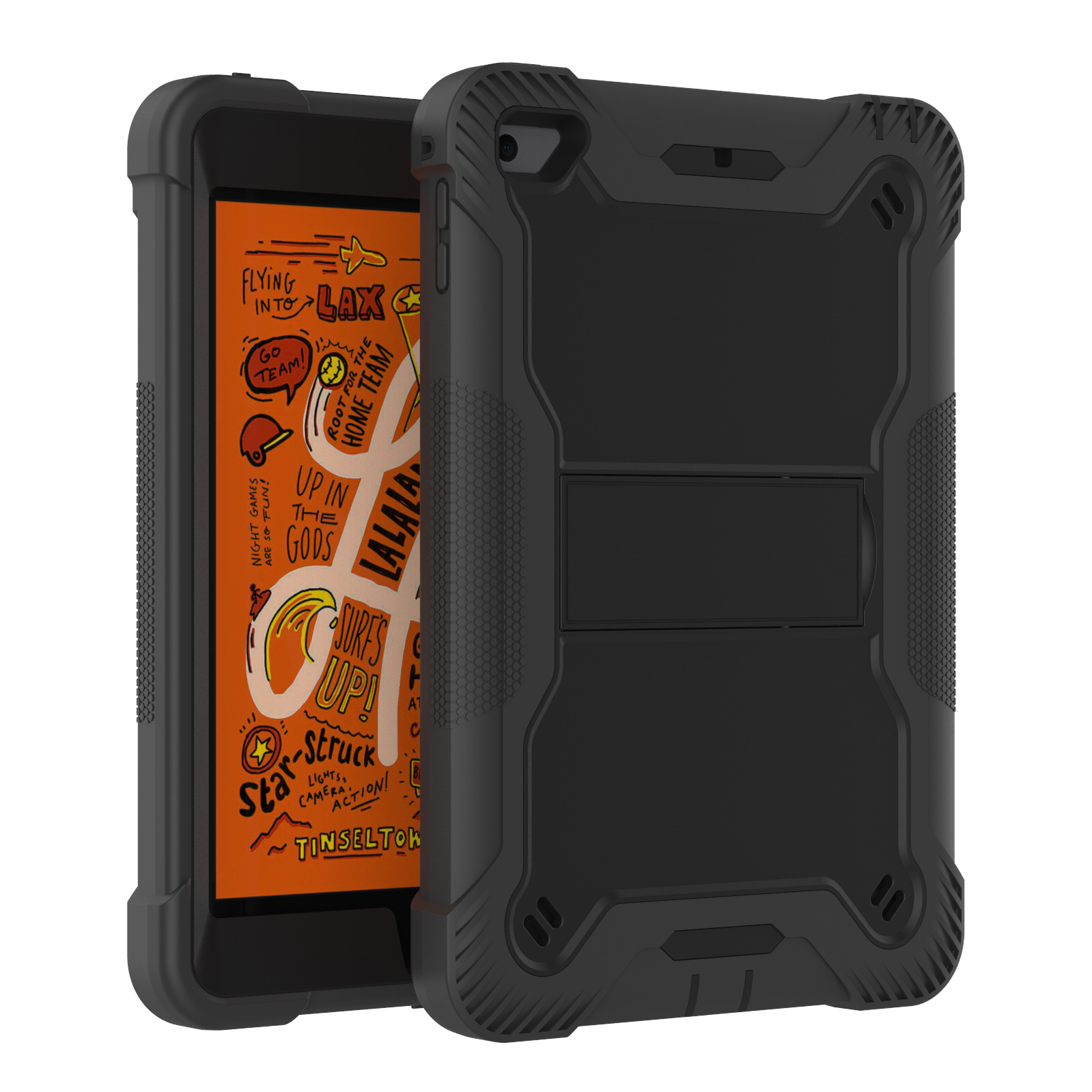 TOZIZO Black Heavy Duty 3-Layer Rugged Case for iPad mini 4 / for iPad mini 5 with Foldable Multi-Angle Stand | B2B Wholesale